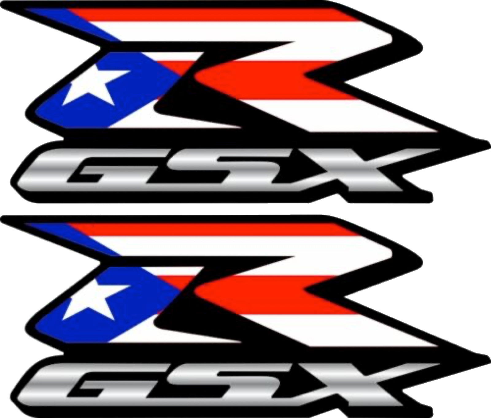 2 Puerto Rico- Flag -GSXR 750 -Decals- PR Stickers -600 1000 -hayabusa 1300