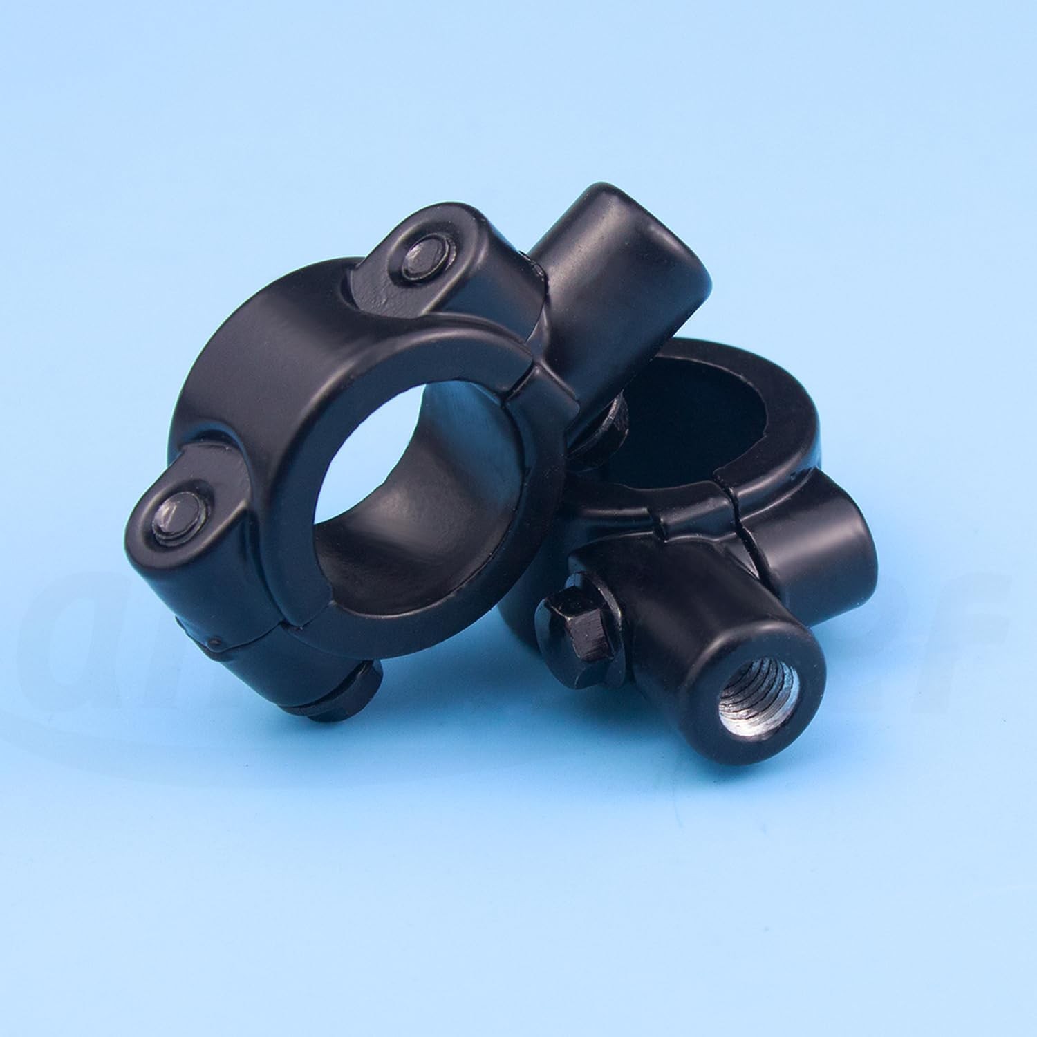 Black 10mm 7/8 Thread Handlebar Mirror Mount Clamp, 2-Piece Set