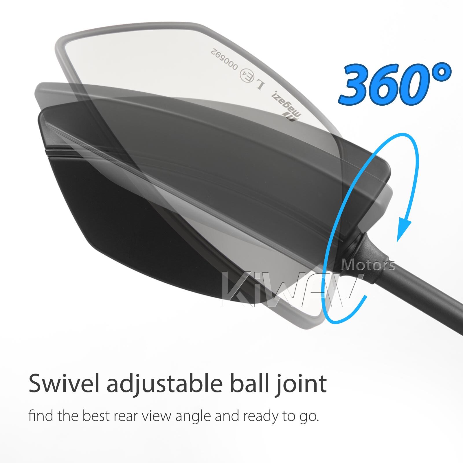 KiWAV Mirror Blackline black convex wider view bike motorcycle