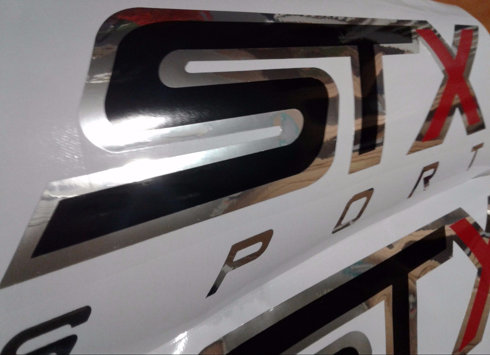 STX sport decal sticker, chromo and black matte, truck (set )
