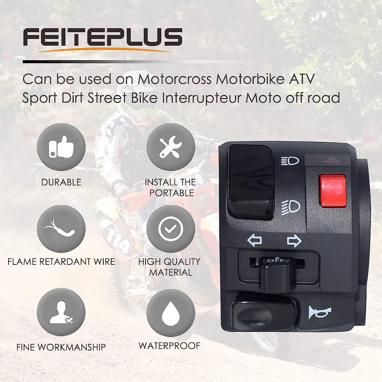 7/8″ Motorcycle Handlebar Horn Button Turn Signal Fog Light Controller Switch