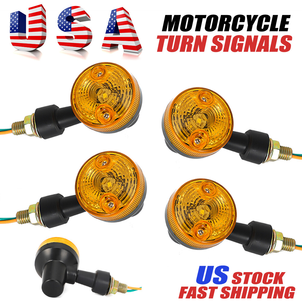 4 PCS AMBER LED INDICATORS 6V TURN SIGNAL LIGHT MOTORCYCLE BLINKER LIGHTS 6 Volt