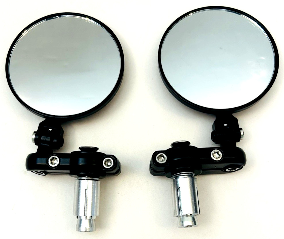 3″ Round Foldable Side Mirror for 7/8″ Handlebar Honda Kawasaki Suzuki Mictuning