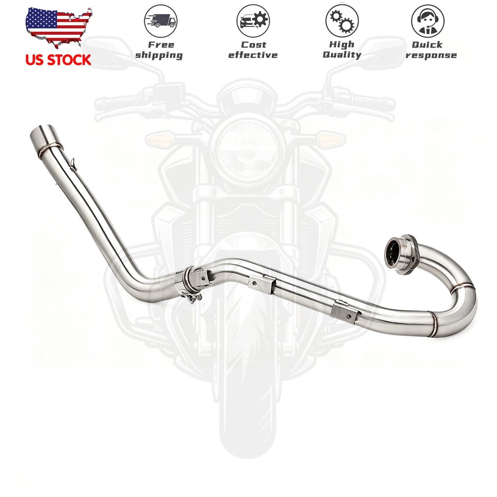 Full System Silvery Exhaust Tips Header Pipe For Yamaha Raptor 700 R 700R 15-26