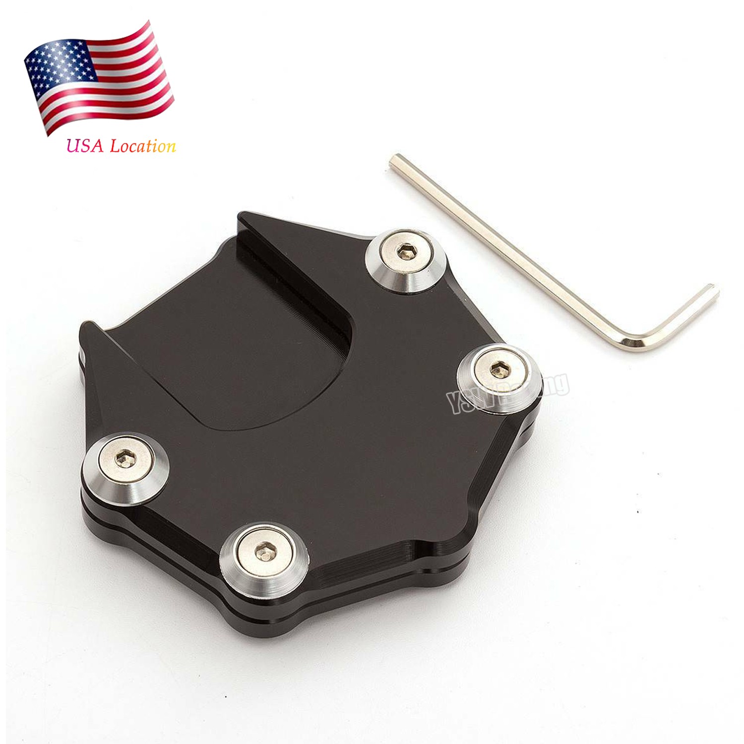 Motorcycle Bikes Kickstand Extender Foot Side Stand Extension Pad Black Plate US
