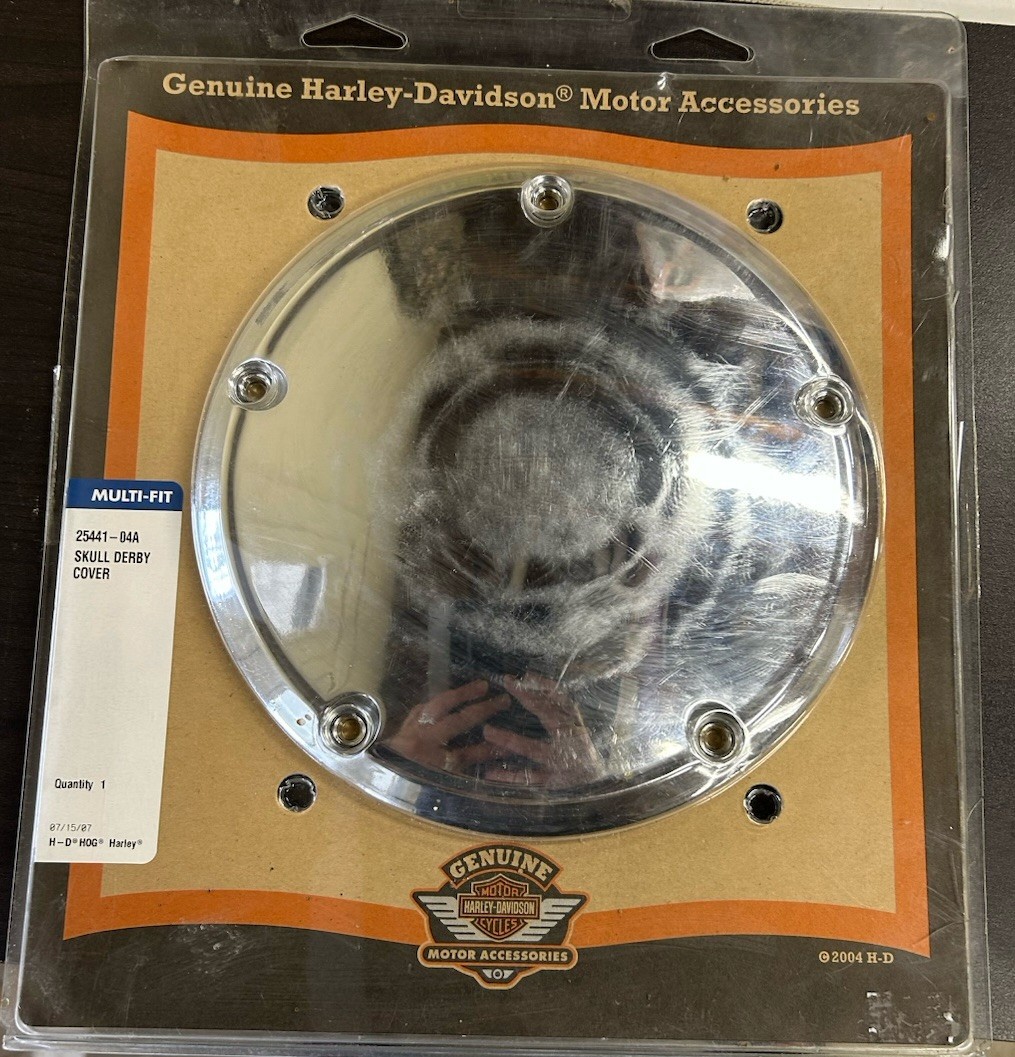 Genuine Harley-Davidson Skull Derby Cover Multi-Fit Chrome OEM 25441-04A