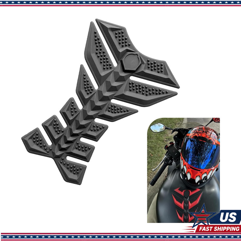 Self-Adhesive Waterproof Rubber Fishbone Motorcycle Tank Pad, 3D Scratch-Resista