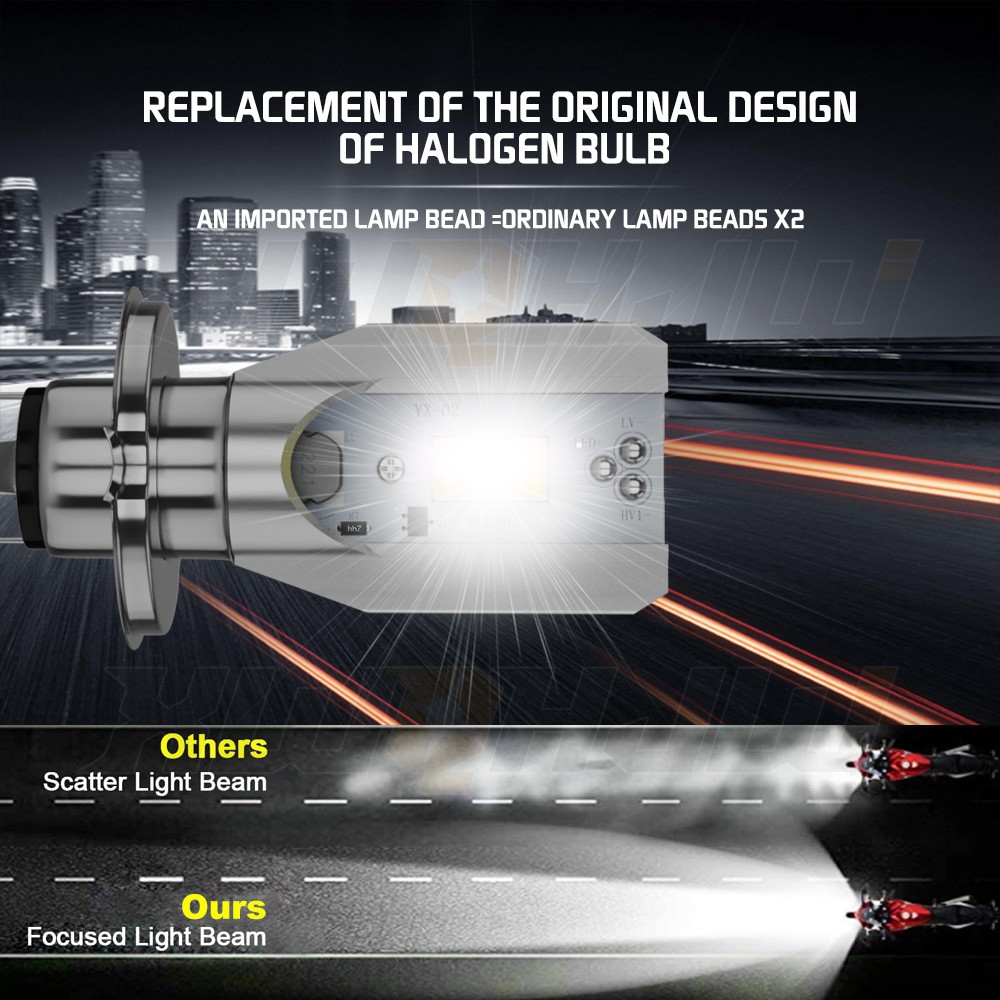 H4 6500K LED Hi/Lo Beam Light Bulb XWQHJW Super Bright Headlight For Motorcycle
