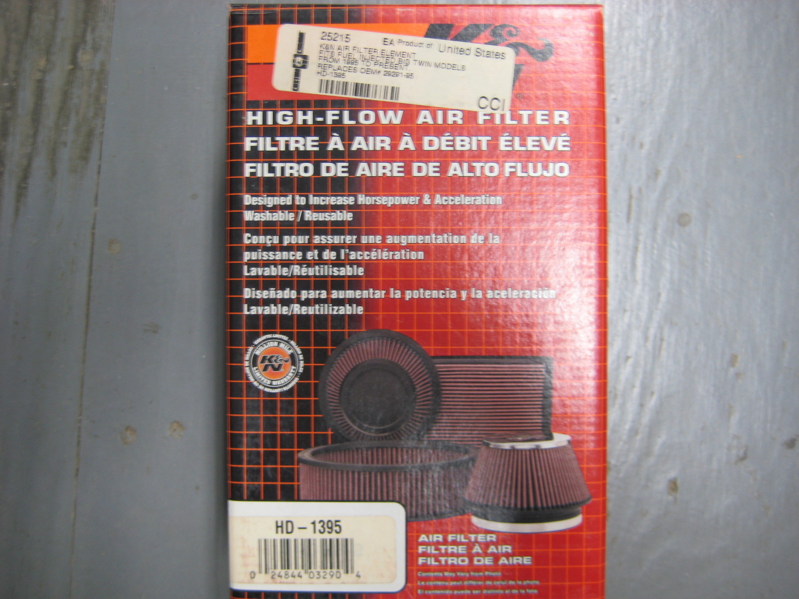 NOS K&N Air Filter Element 1995-98 Fuel Injected Big Twin Models HD-1395