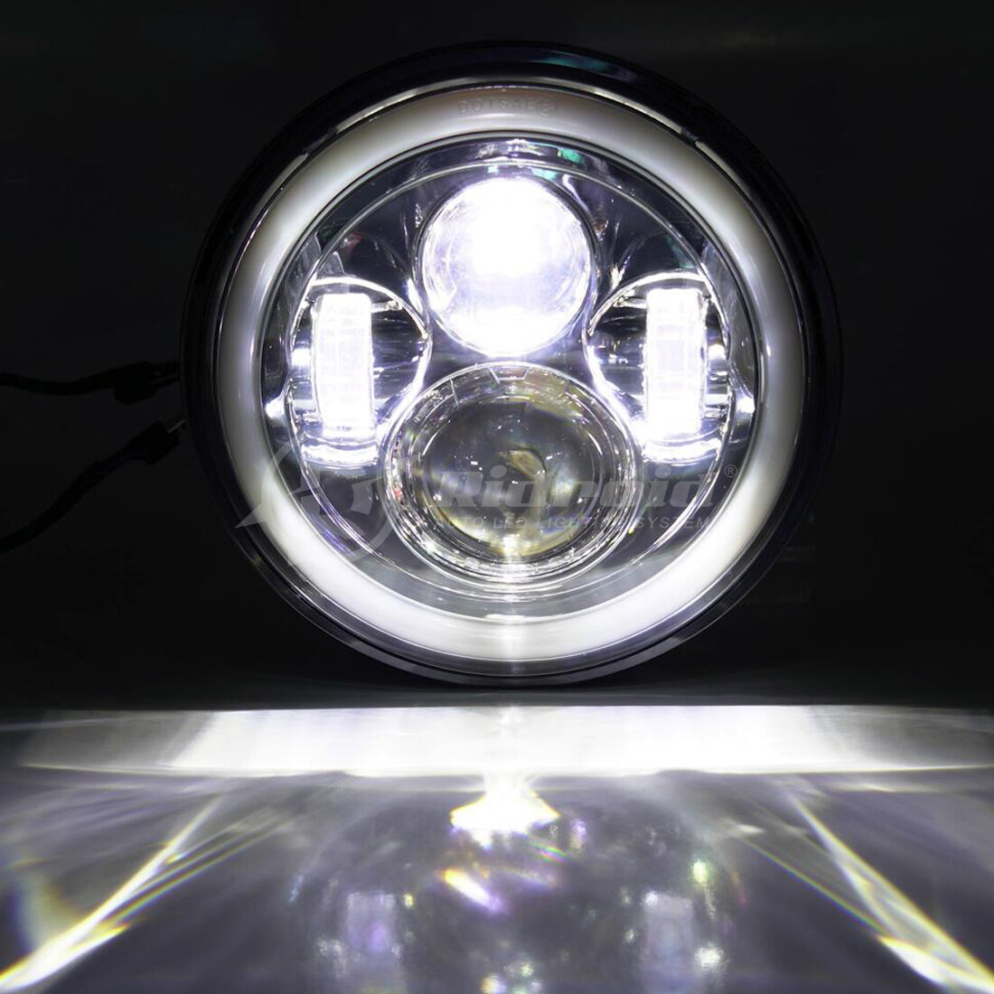 7″ Motorcycle LED Headlight Projector Halo DRL FOR Harley-Davidson Fatboy FLSTF