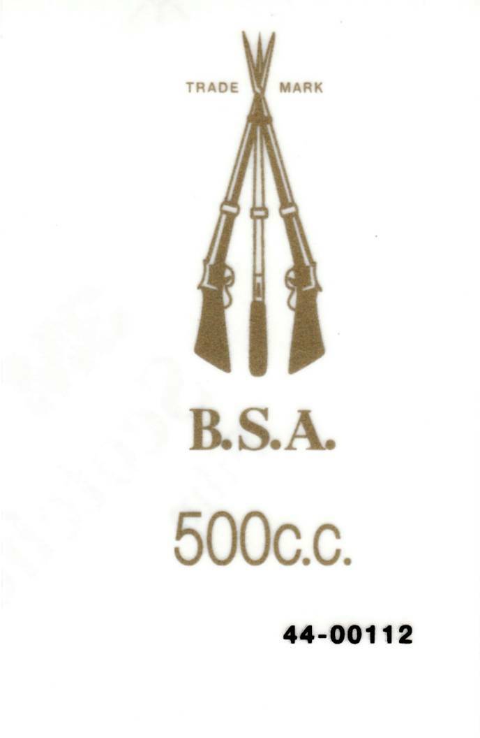 B.S.A. 500cc, Motorcycle, OIF, GOLD 3 Rifles 2″ x 1″ Mylar 3M DECAL. UK