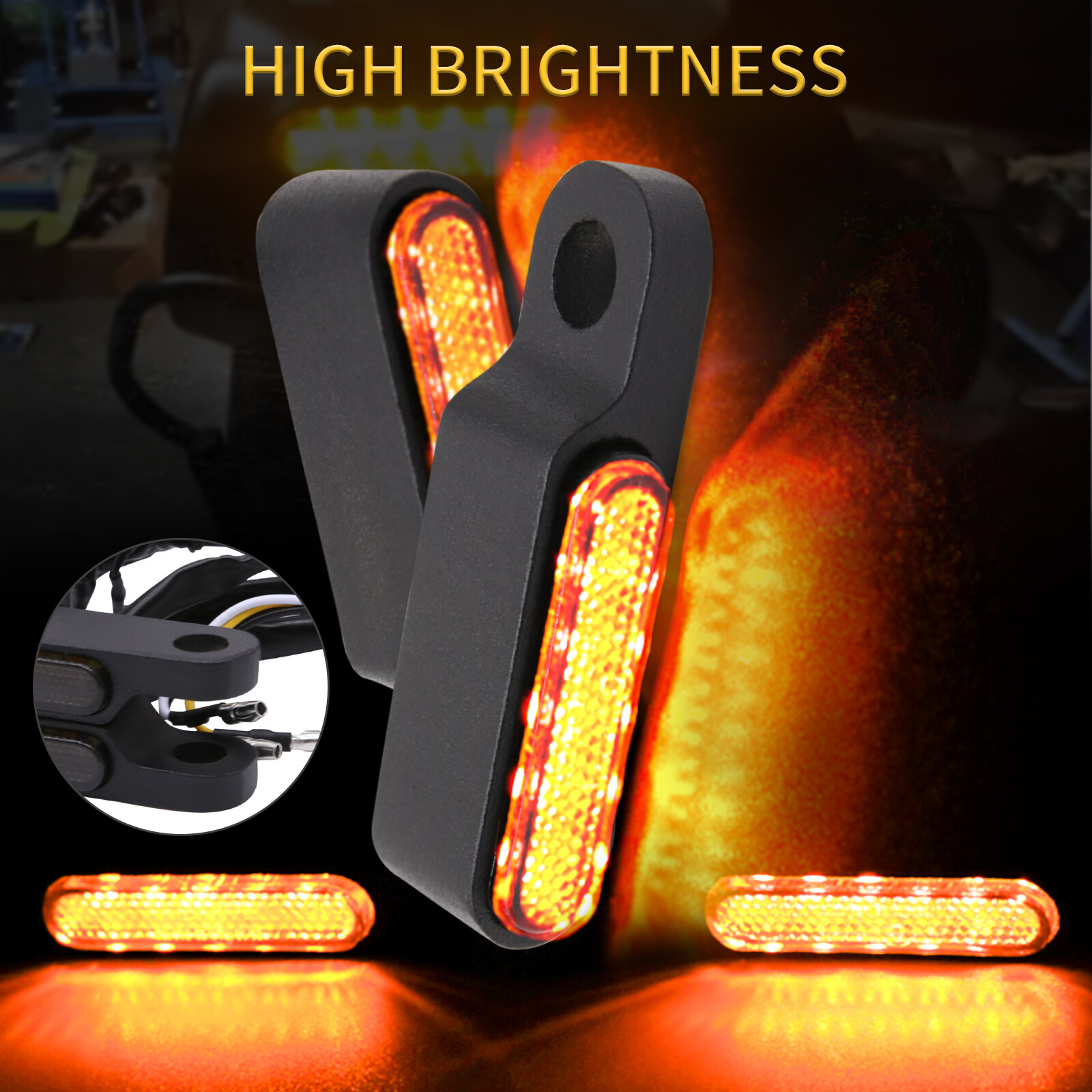 1 Pair Mini Motorcycle LED Turn Signal Amber & White Running Light For Harley