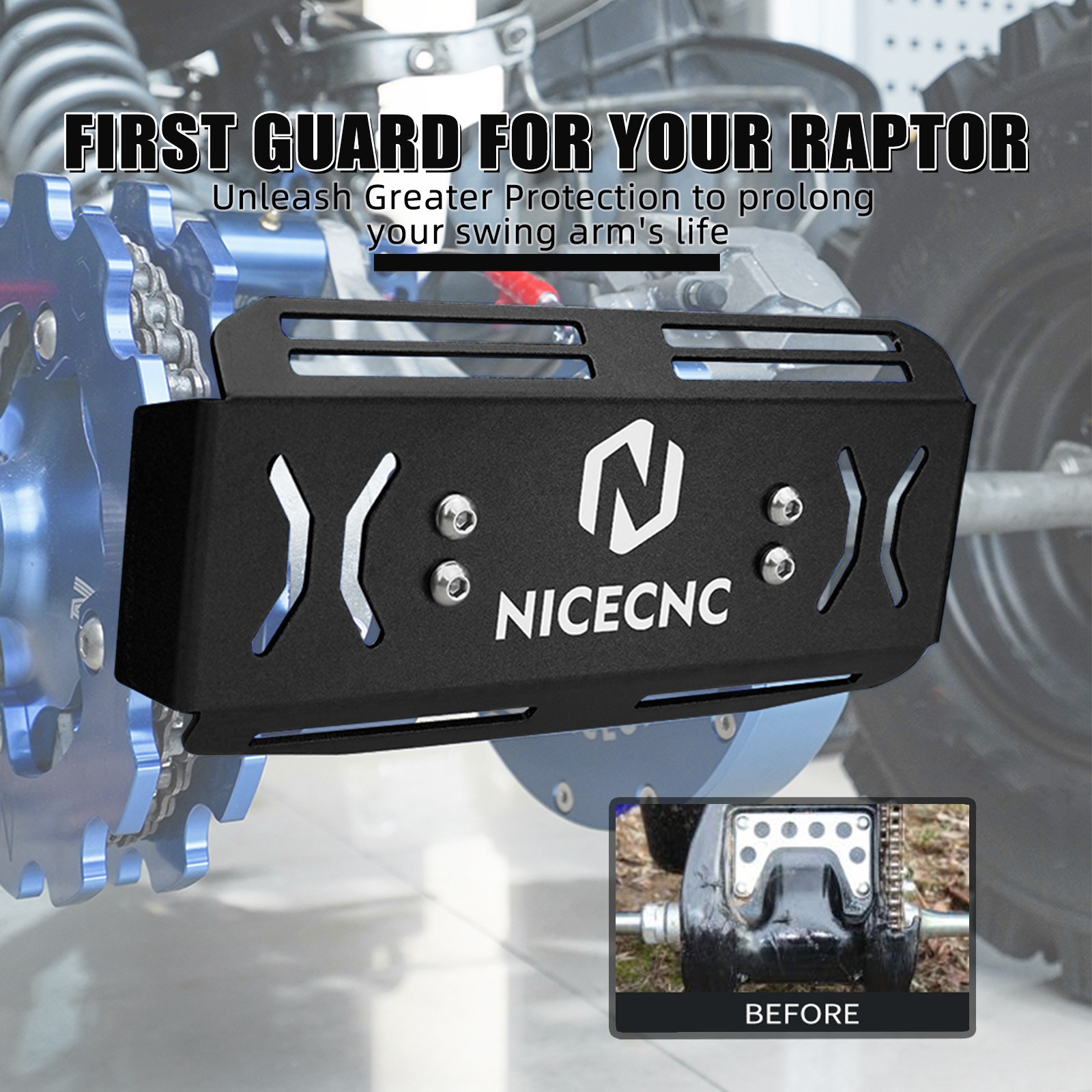 NICECNC Rear Bumper Bash Guard For Yamaha Raptor 700 Special Edition 2006-2026