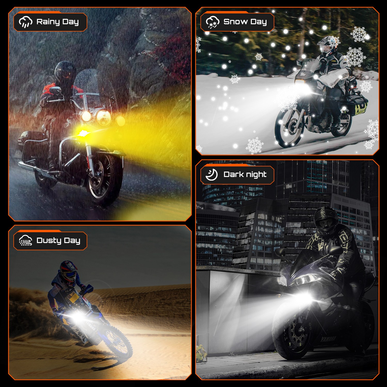 Pair Motorcycle 3″ LED Work Light Pods Auxiliary Driving Fog Amber/White Lights