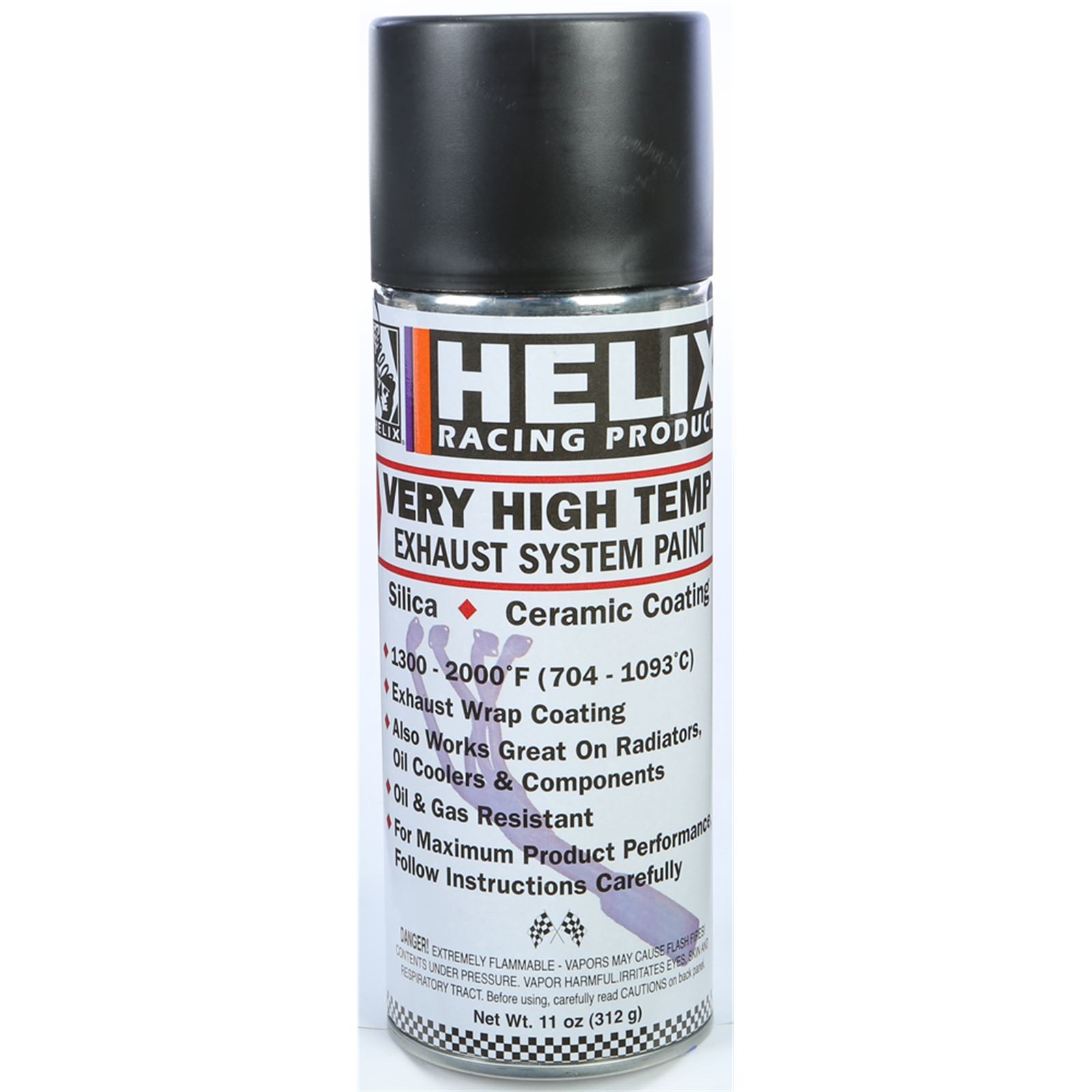 Helix Very High Temp Exhaust System Paint Flat Black 11oz 165-1020