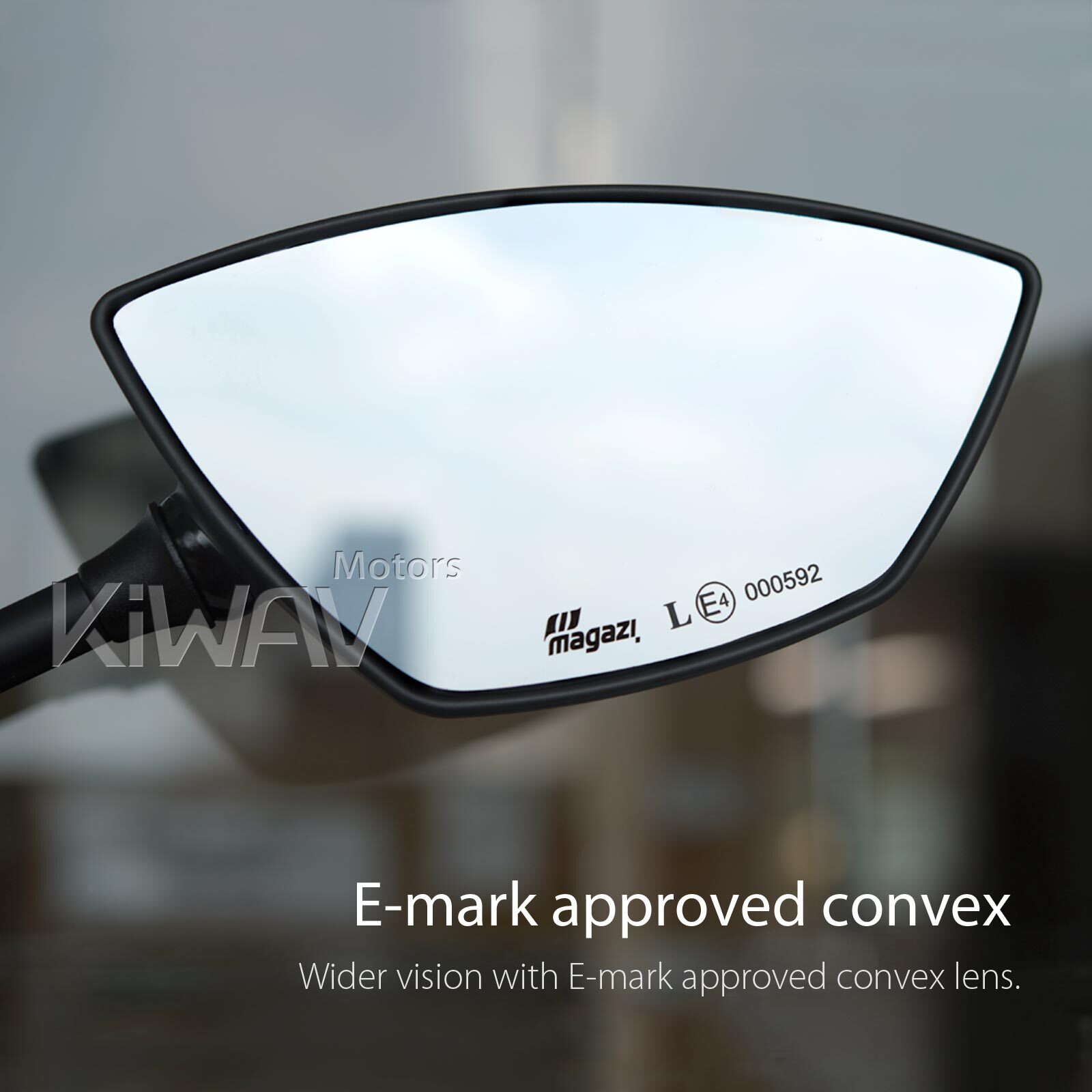 KiWAV Mirror Blackline black convex wider view bike motorcycle