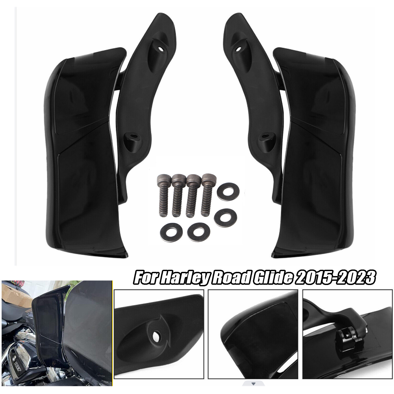 Adjustable Upper Fairing Side Wind Air Deflector For Harley Road Glide 2015-2023