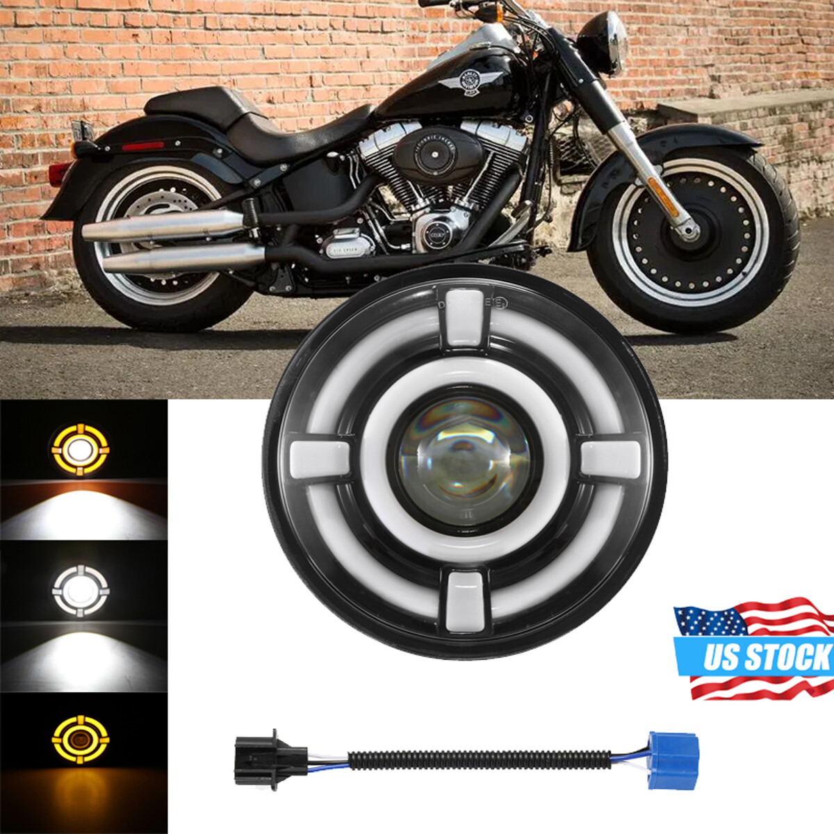 5-3/4″ 5.75″ inch Round LED Headlight DRL Projector For Motorcycle Motor Harley