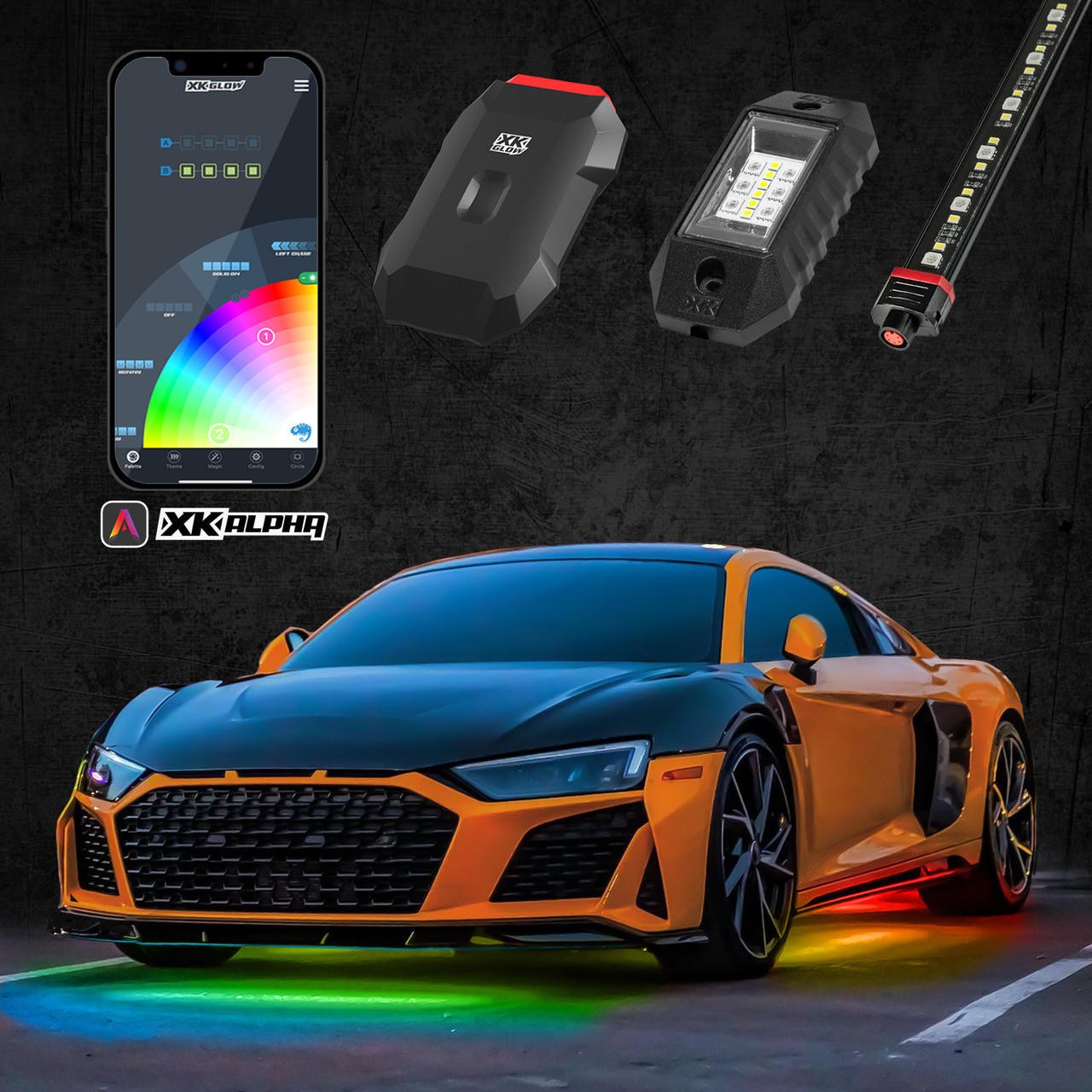Xkglow AP-CAR-ADV XKAlpha 8PC RGBW Addressable LED Underglow Kit App Controlled