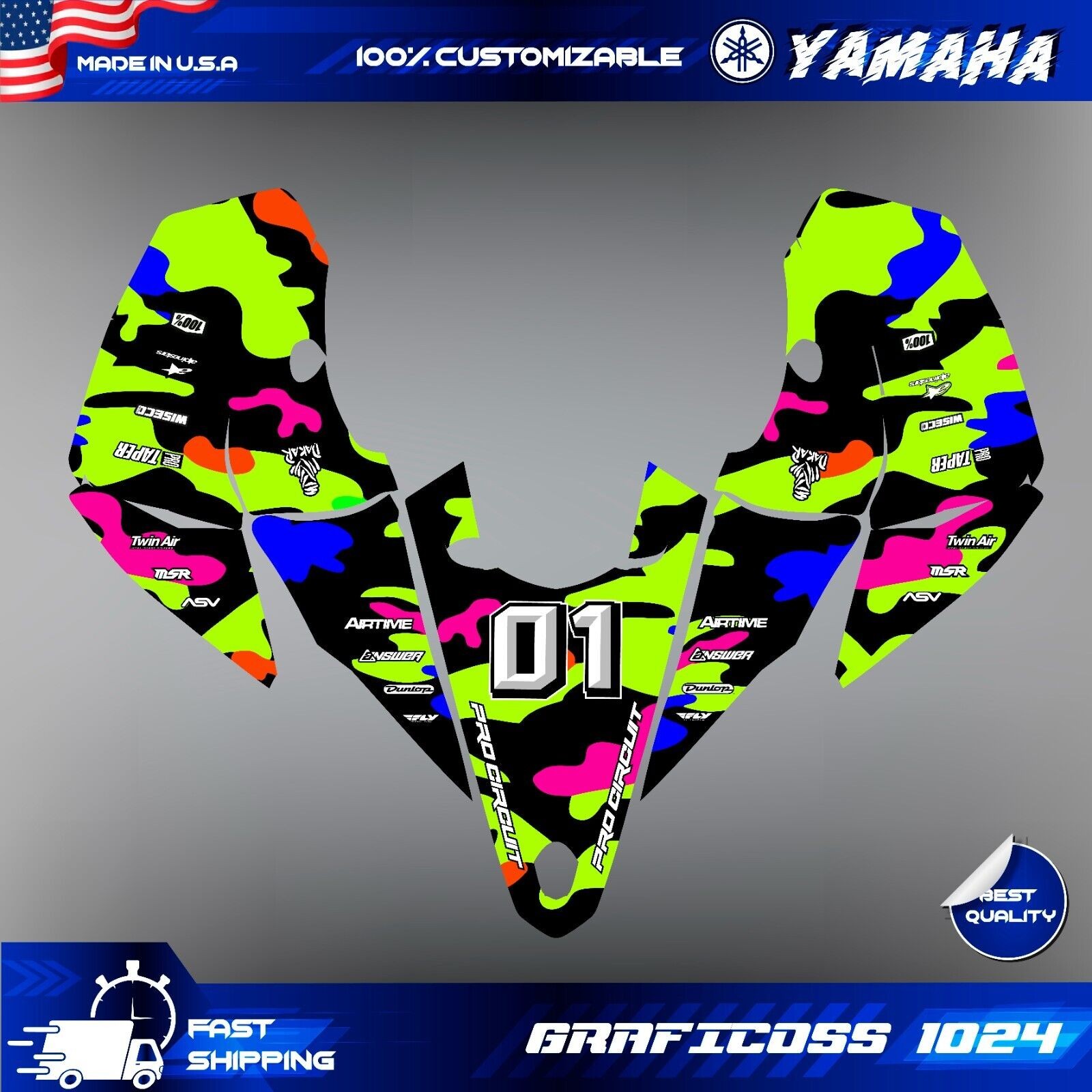 Yamaha YFZ 450R 450X Graphics kit 2014 2016 2018 to 2023 decals stickers ATV UTV