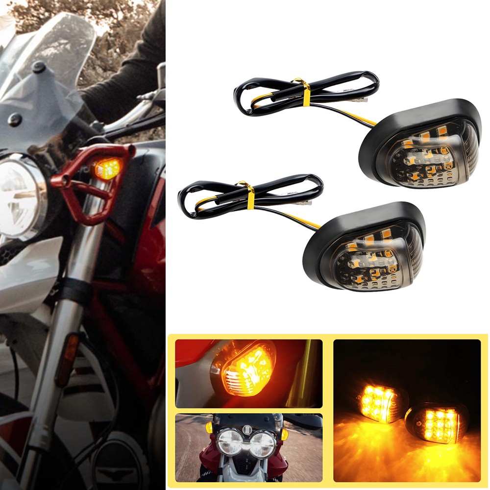 2PCS Motorcycle LED Turn Signal Blinker Amber Lamp Universal For Suzuki Kawasaki