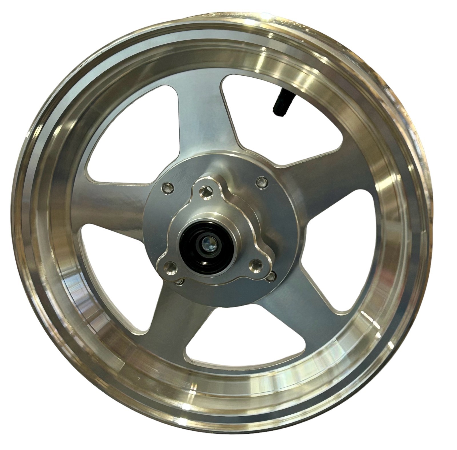 BLEM 10 Inch Mini Bike Front Wheel. Aluminum. For 12mm Axle. MINOR Scratches.