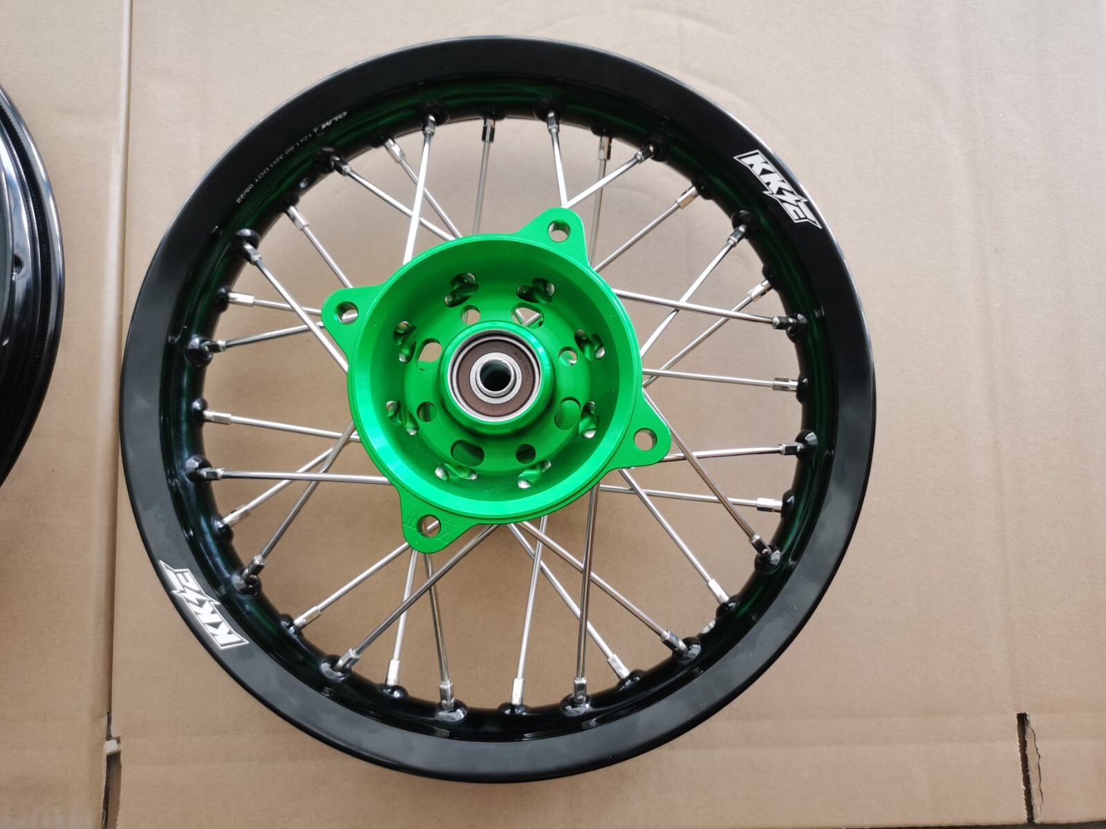 KKE 1.4*14/1.6*12 Mini Dirt Bike Wheels for Kawasaki KX65 2000-2024 Green Hub