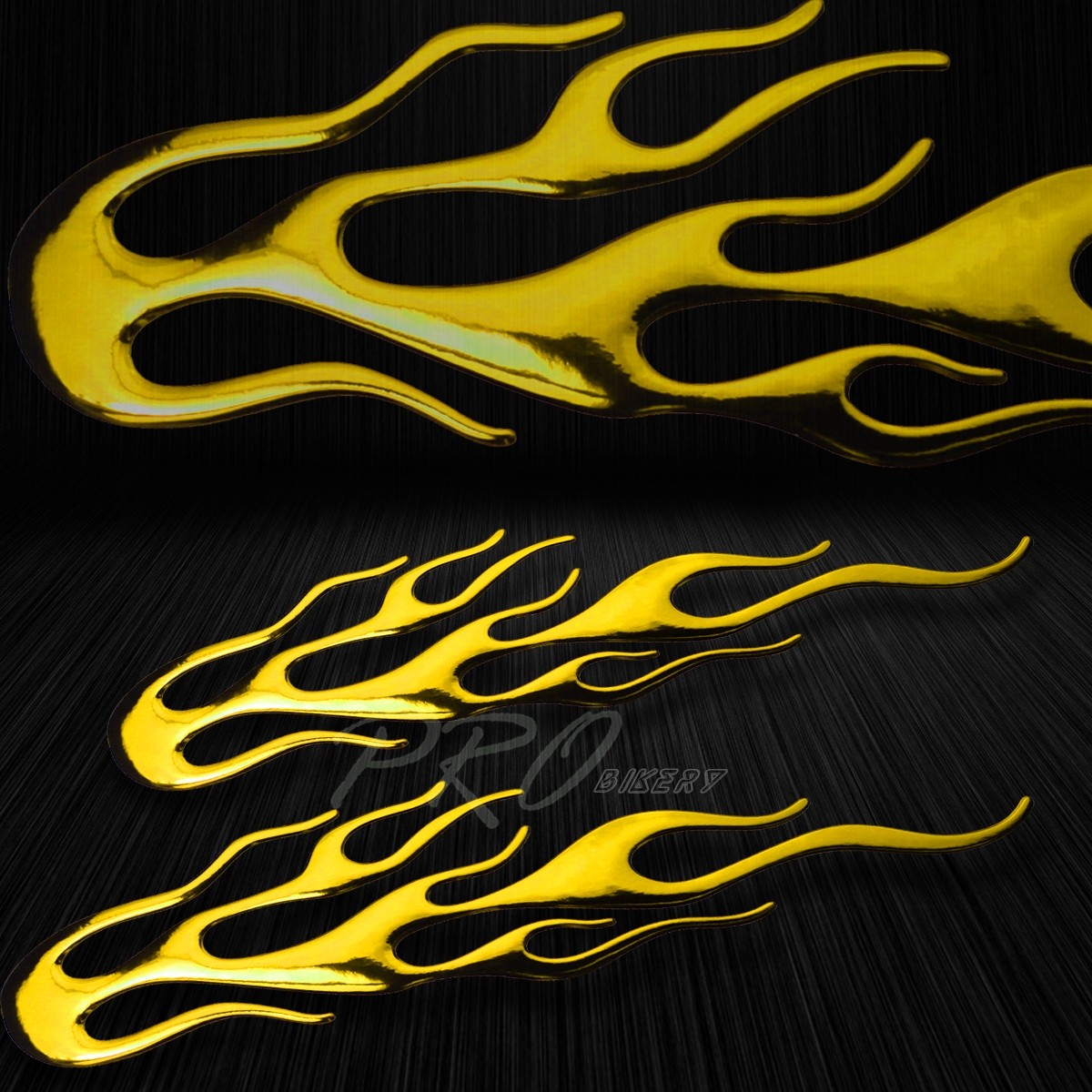 2X 6.25″ Raised Vinyl Emblem Logo Fairing/Fender Sticker Fire/Flame Chrome Gold