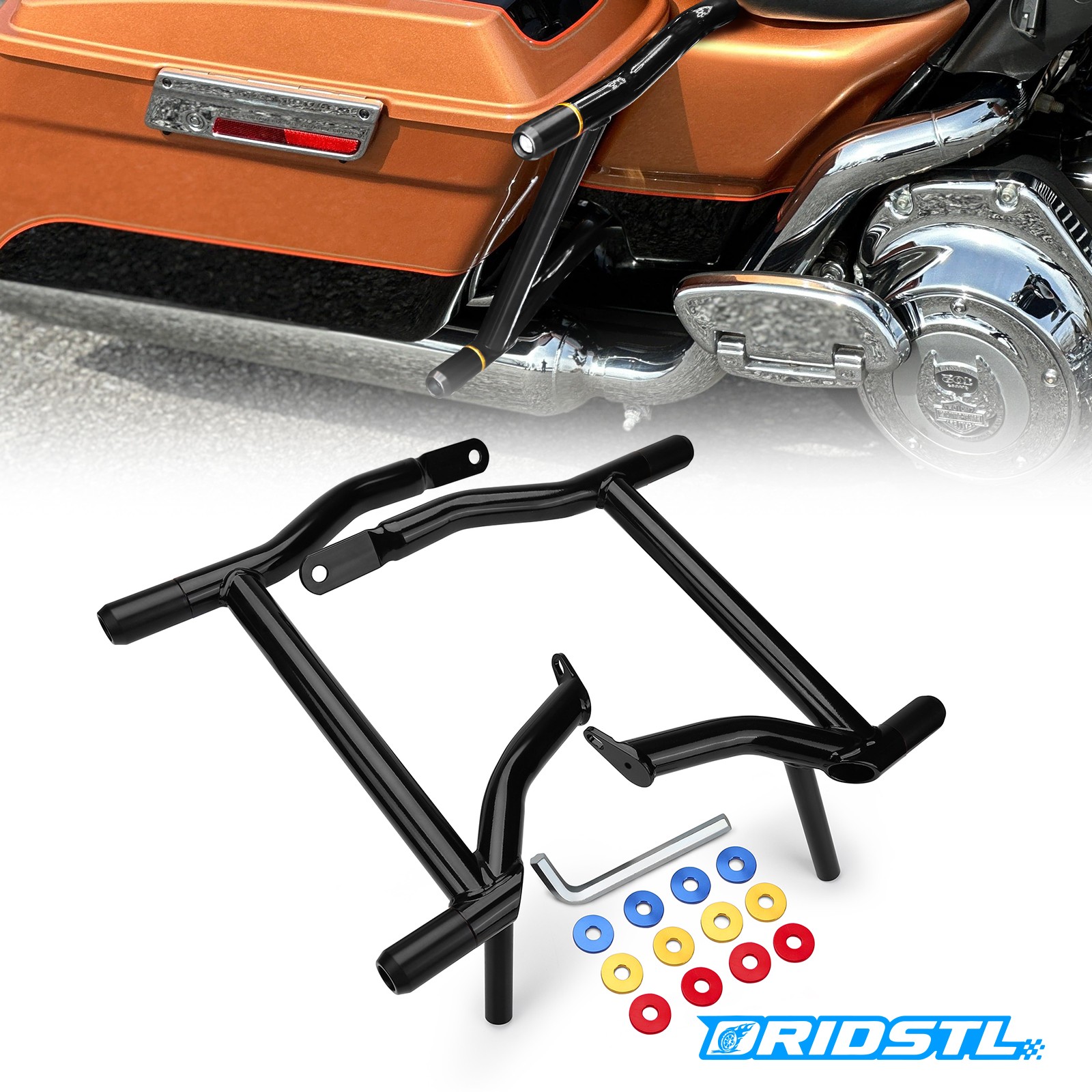 Saddlebag Guard Tip-Over Crash Bar Rails for Harley Touring Road King 1997-2008