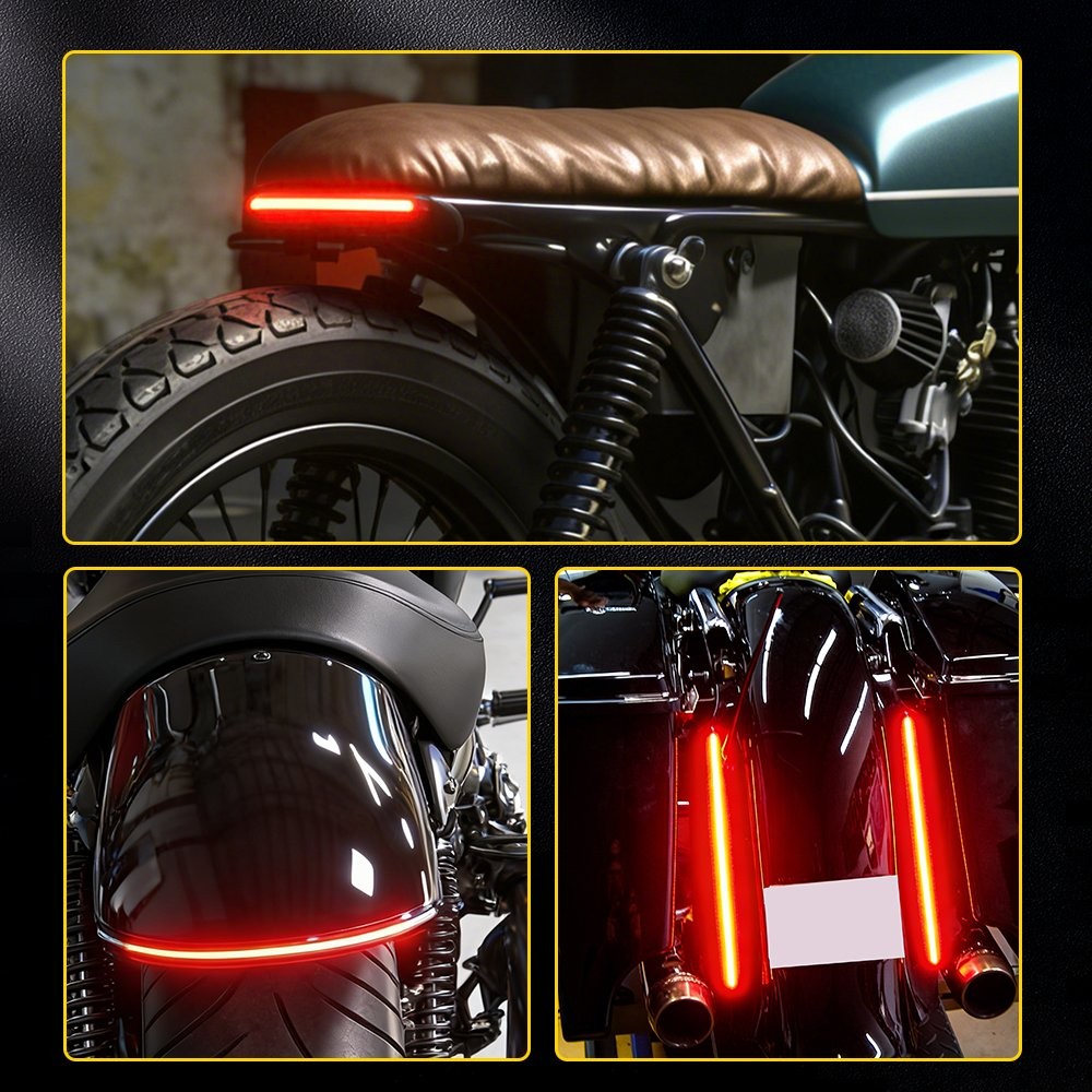 1-10X 30cm LED Motorcycle Turn Signal Brake Sequential Amber&Red Light Strip 12V
