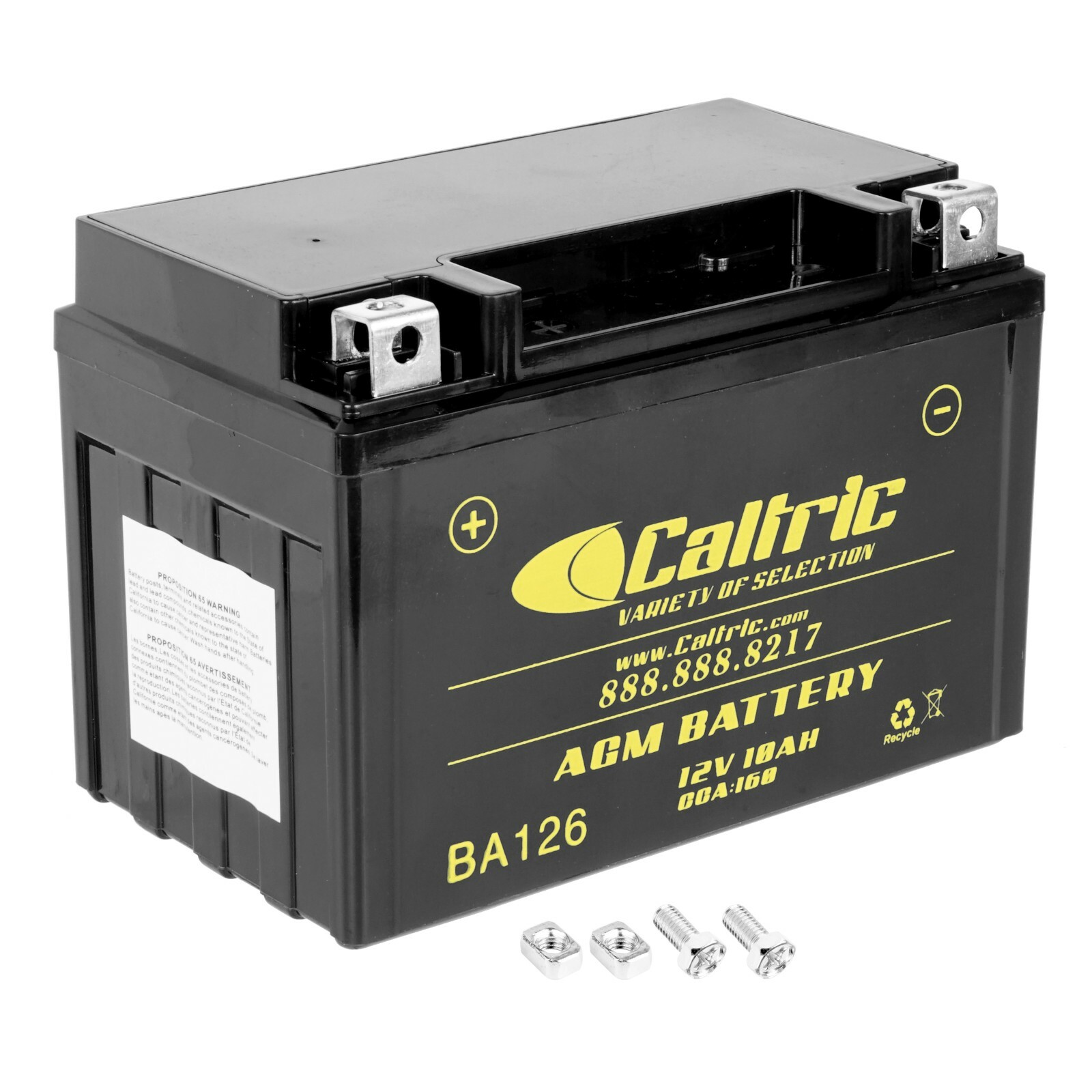 Caltric YT12A-BS AGM Battery for Kymco 31500-LEA6-900 31500-LEA6-90B / 12V 10Ah