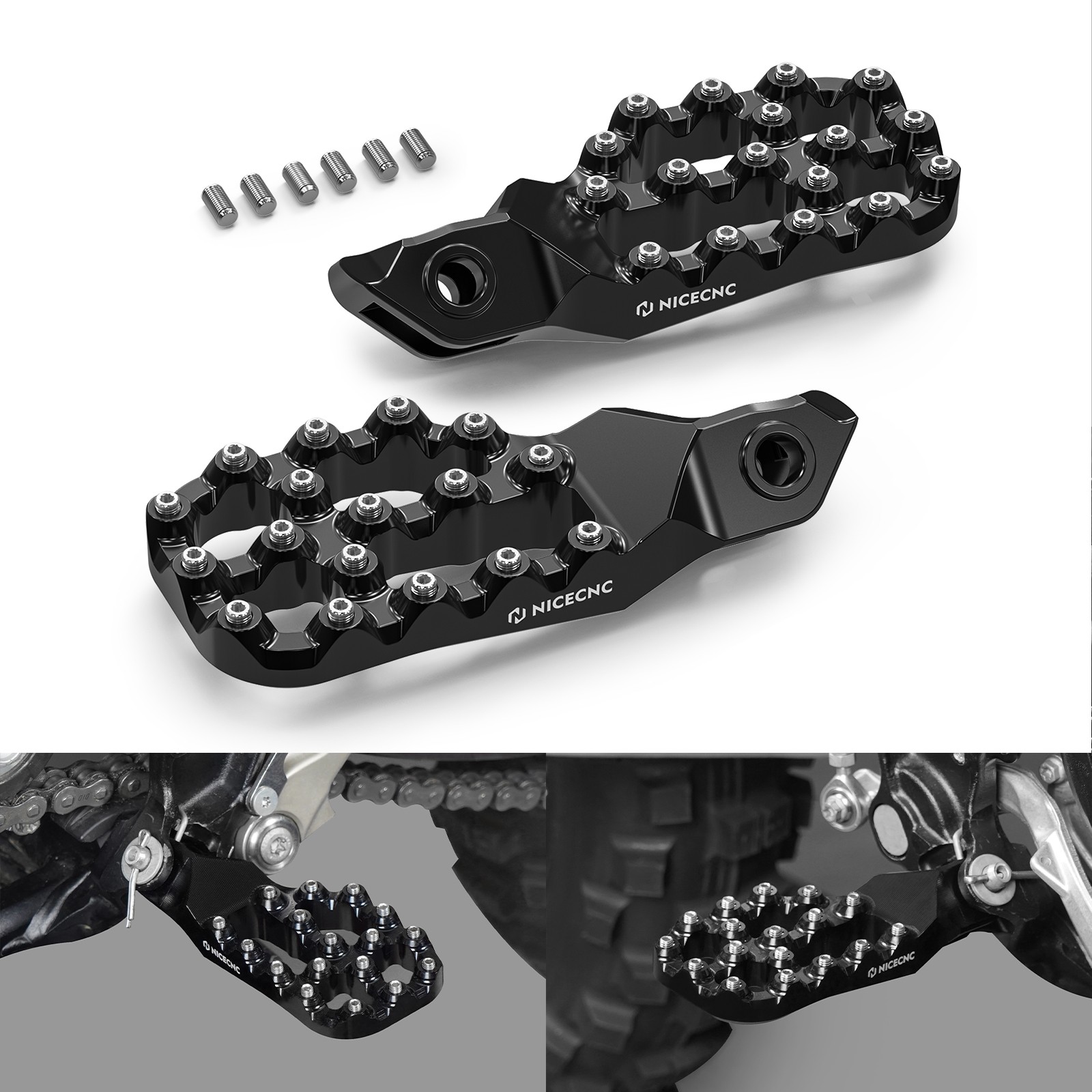 NICECNC Offset Footpegs Footrests For KTM 150 250-500 XCW EXC F XCF-W XW-F 2024