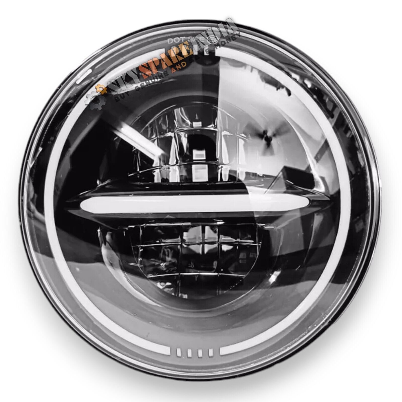 Minus Led Headlight 7″ Compatible With Royal Enfield Hunter Meteor 350 Thar Jeep
