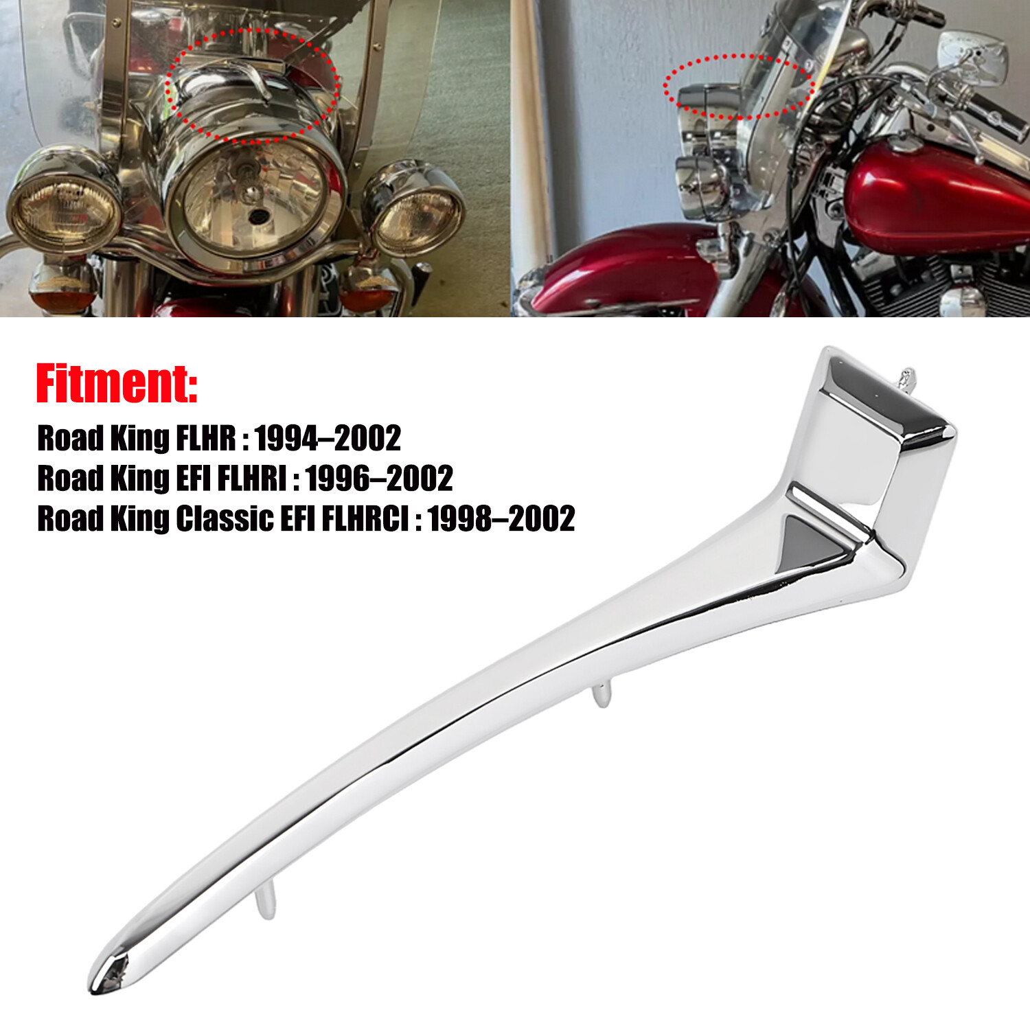 Zinc Alloy Headlight Nacelle Trim Spear For Harley Road King EFI FLHRI 1996–2002