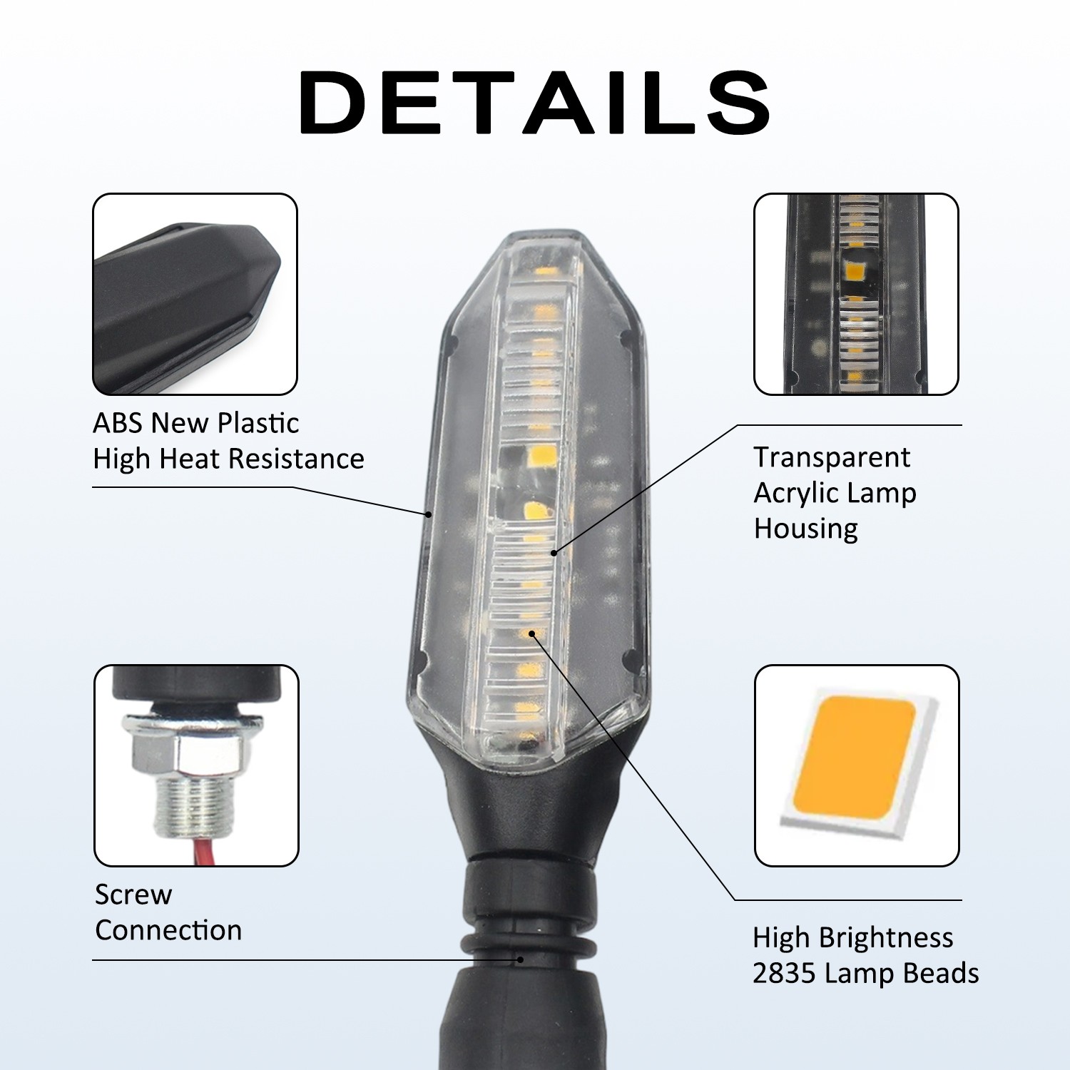 Universal 4PCS Motorcycle Led Turn Signal Indicator Blinker Amber Lights Durable