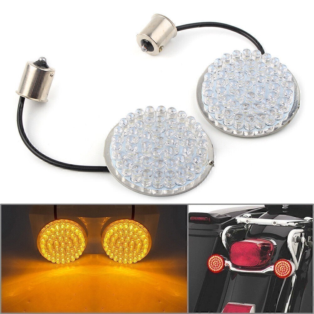 For Harley Softail Touring Sportster Yellow LED Rear Turn Signal Light Blinker