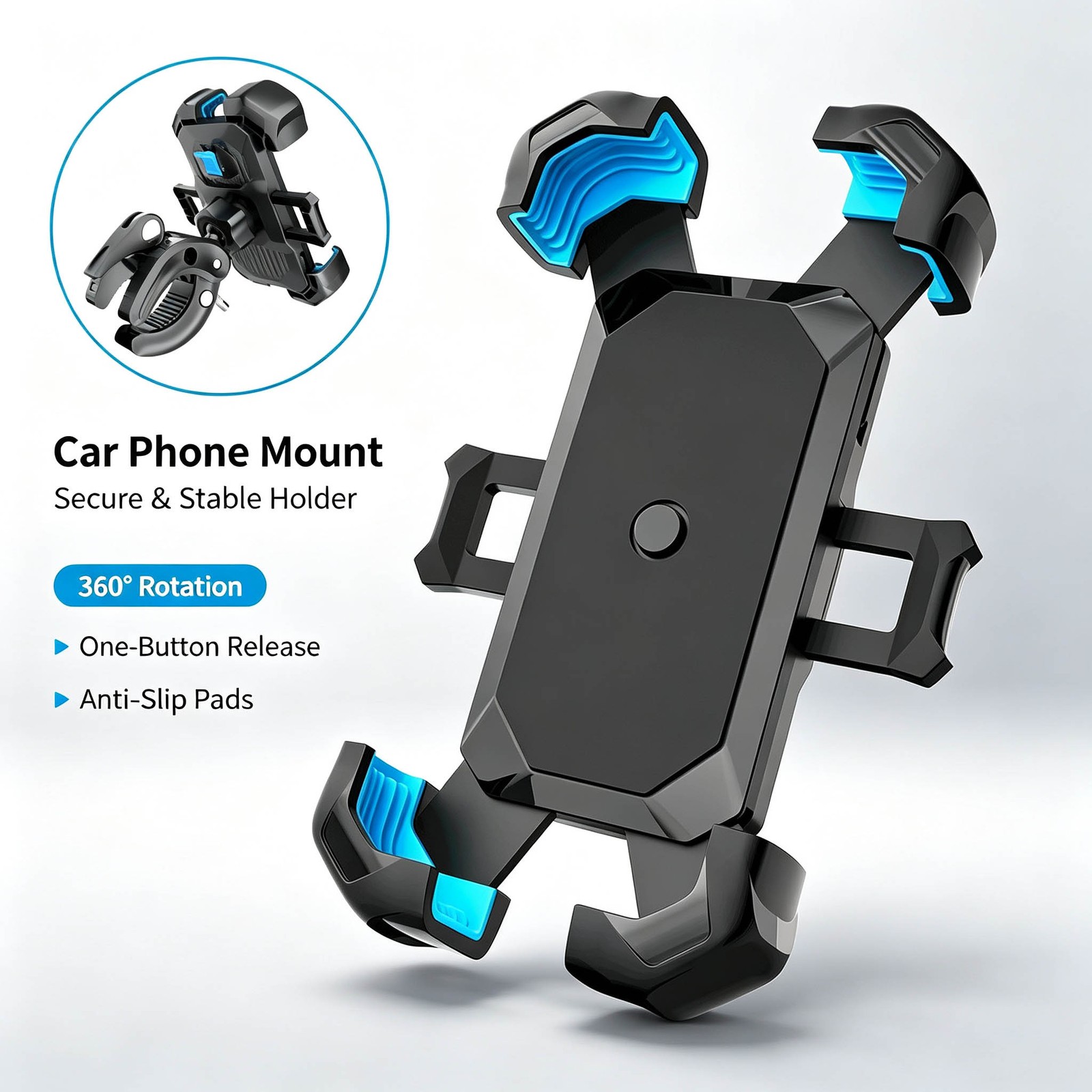 Auto Lock Motorcycle Phone Mount Bike Phone Holder Double Lock Anti-Vibration