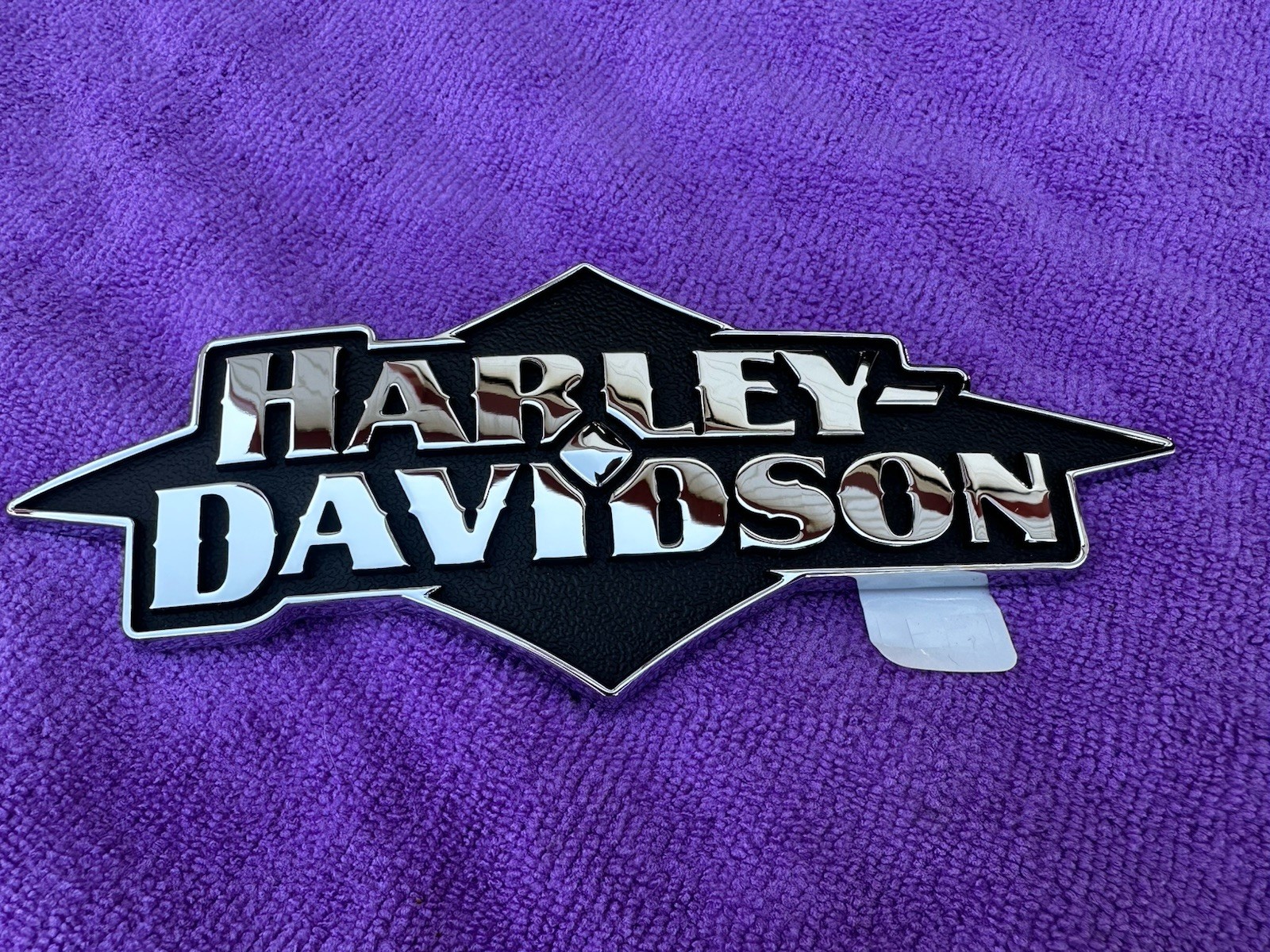 OEM HARLEY SHOCKWAVE CHROME AND BLACK GAS TANK EMBLEM (LEFT ONLY )