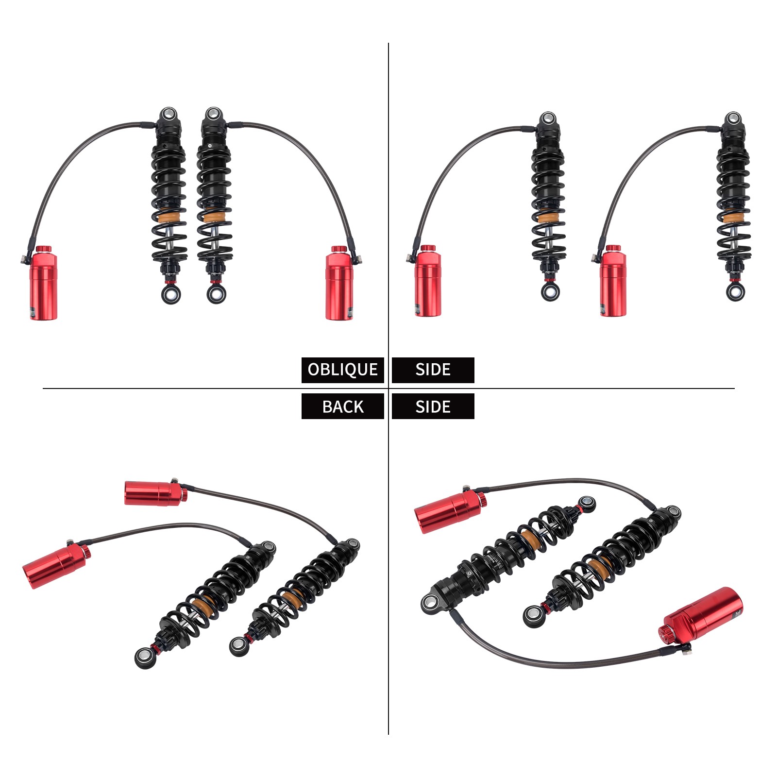 Red Remote Reservoir Rear Suspension Shocks For Harley Road Street Glide 14-2025