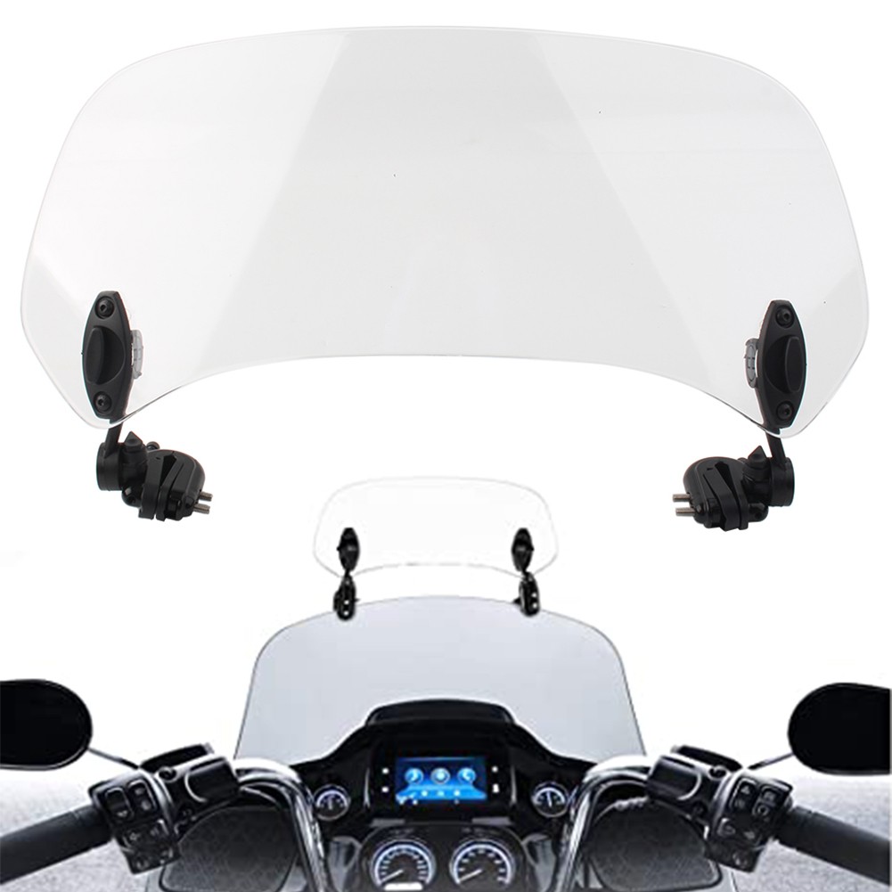380mm Adjustable Clip On Motorcycle Windshield Extension Spoiler Wind Deflector