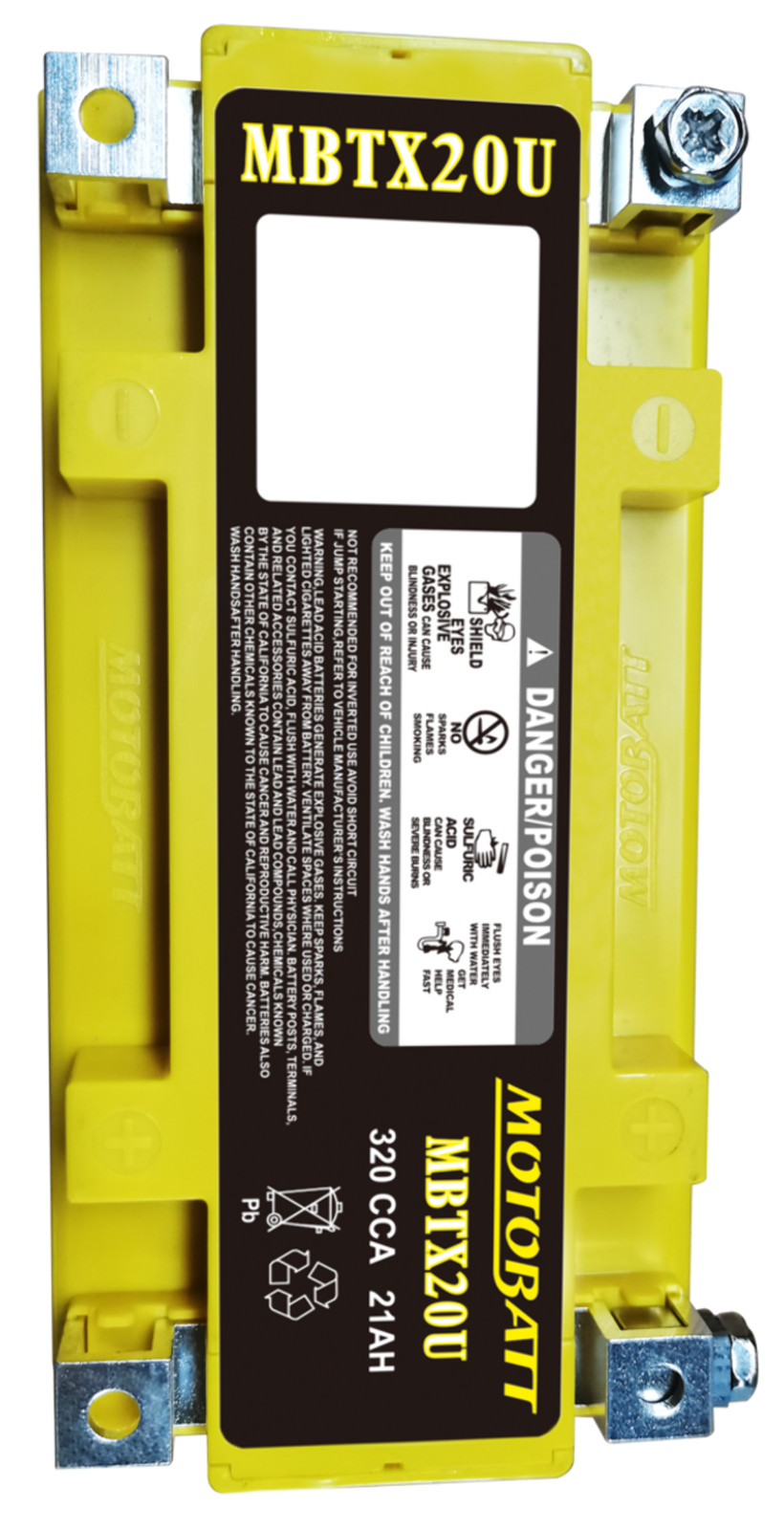 MotoBatt MBTX20U 21Ah 310 CCA AGM Powersport Battery