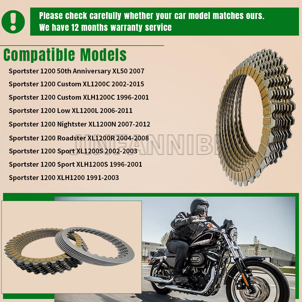 Clutch Friction Steel Plates Kit for Harley-Davidson Sportster 883 1200 1991-22