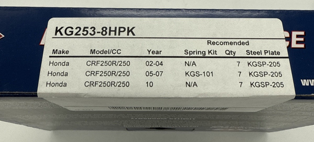 KG Powersports Clutch Set KG253-8HPK Yamaha YZ250F WR250F 2001-2013 High Perf.