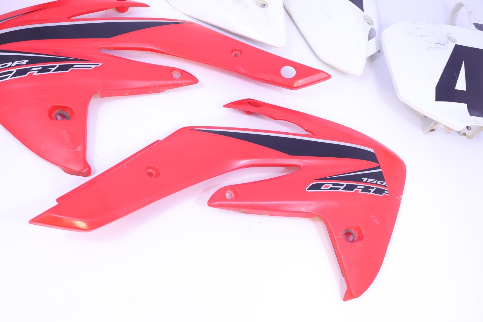 07-26 Honda CRF 150RB Plastics Front Fender Side Shrouds panels Plates