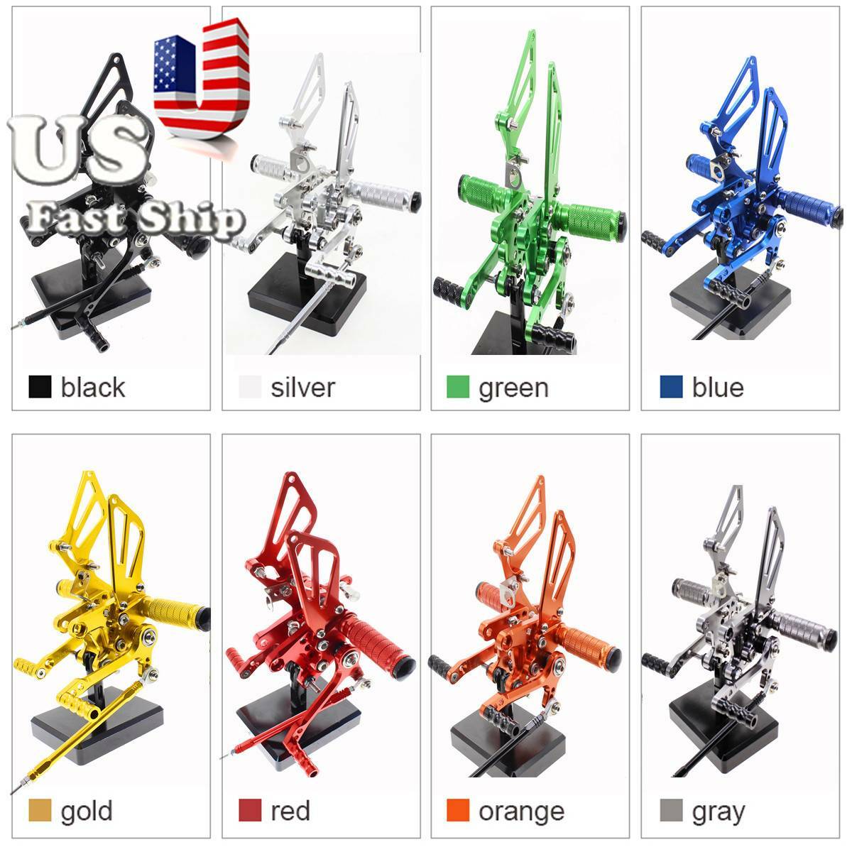 CNC For ZX6R NINJA GSXR CBR600RR R1 R125 R6 Footpegs Ped Rearset Footrest Pegs