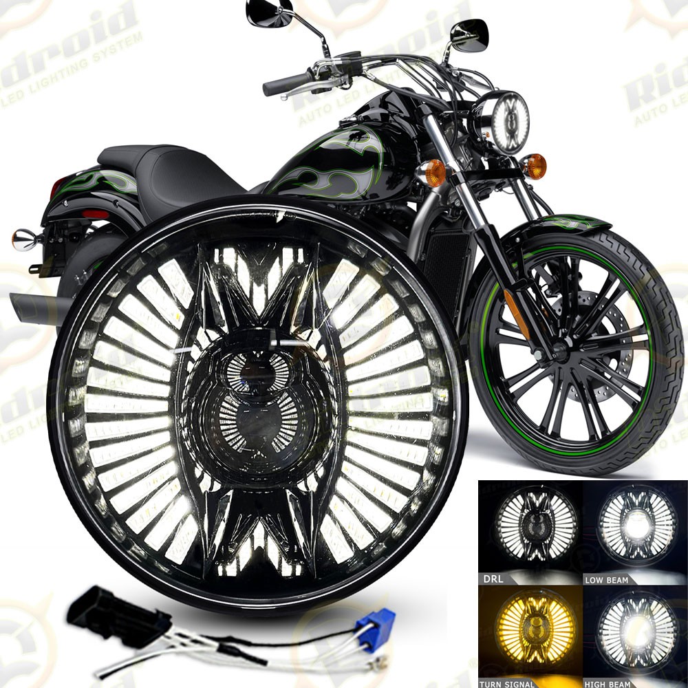 For Kawasaki VN Vulcan 500 750 800 900 1500 DOT 7″INCH LED Headlight Turn Signal