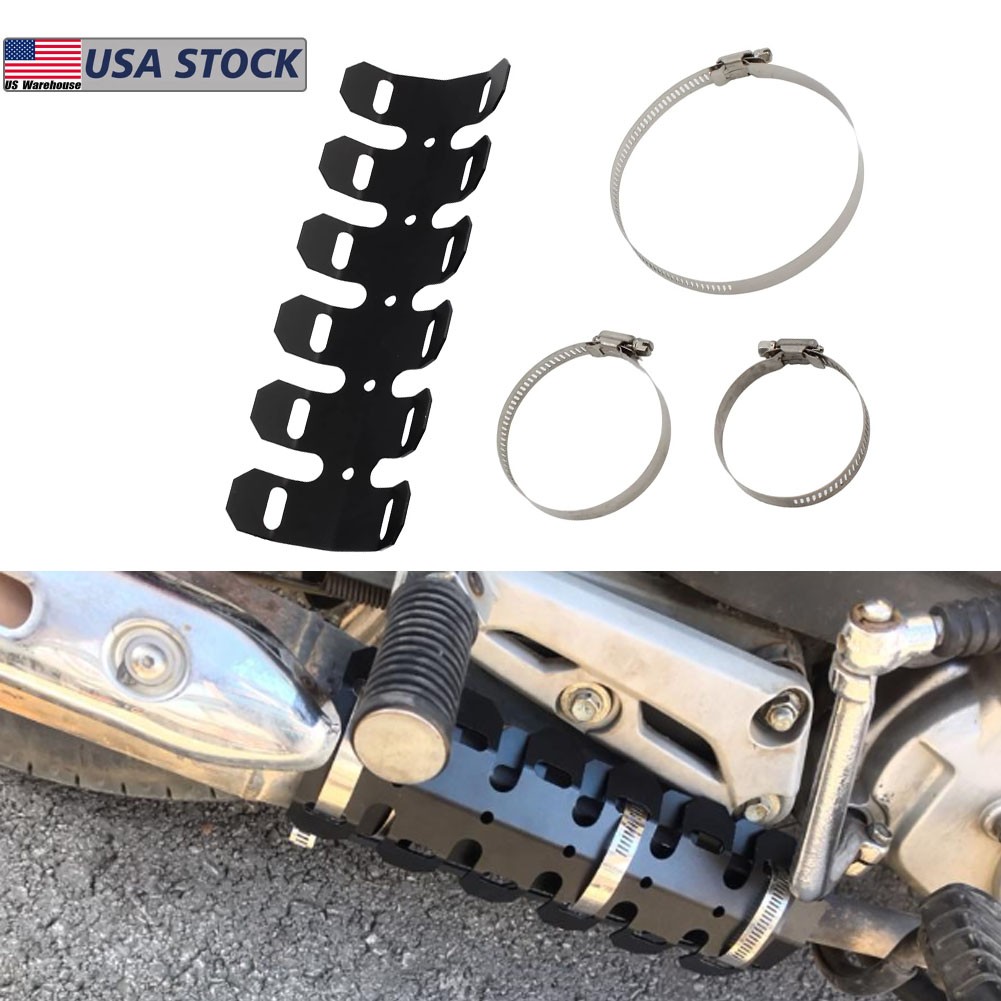 Motorcycle Universal 9.8in Exhaust Pipe Metal Heat Shield Cover ATV Dirt Bike