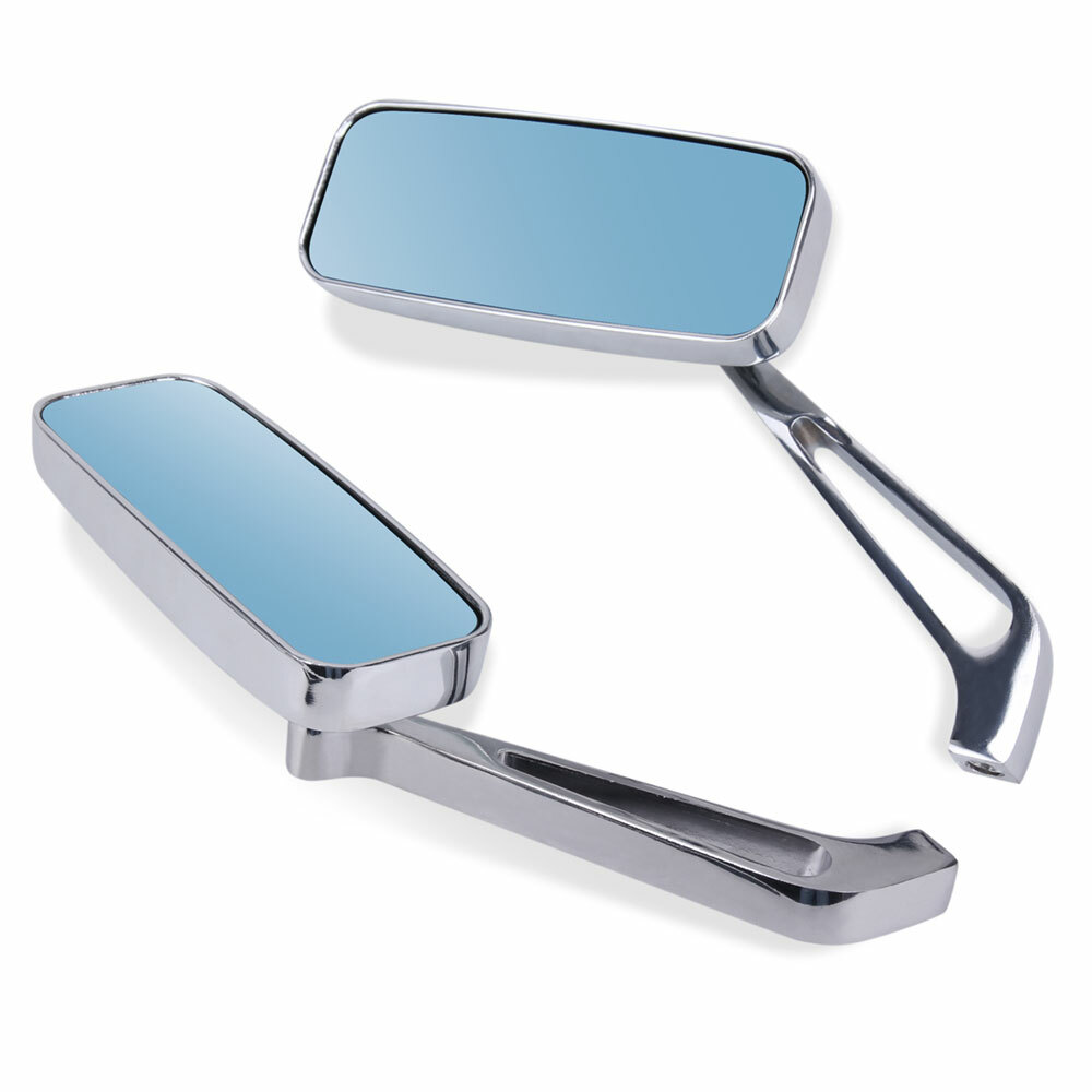 Chrome Rectangle Motorcycle Rearview Side Mirrors For Harley Honda Suzuki Yamaha