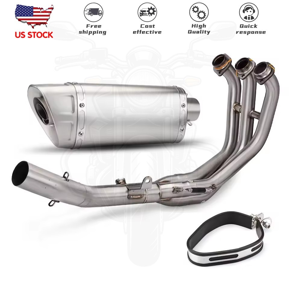 Full System Silvery Exhaust Tips Header Pipe For Yamaha XSR900 21-25 Tracer 9