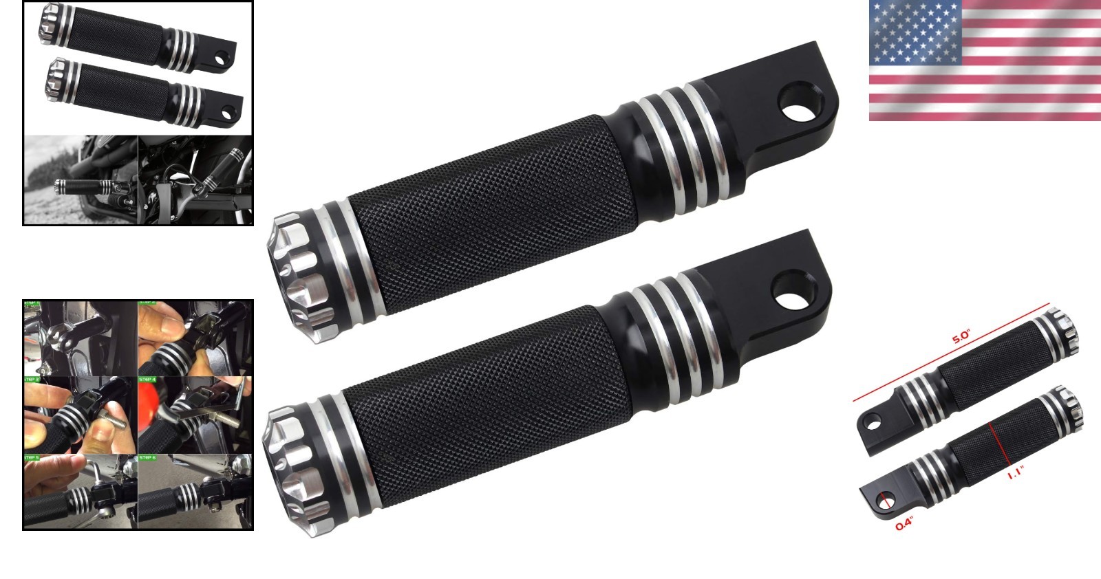 Durable Aluminum Footrests with Anti-Slip Design for Harley Sportster & Dyna